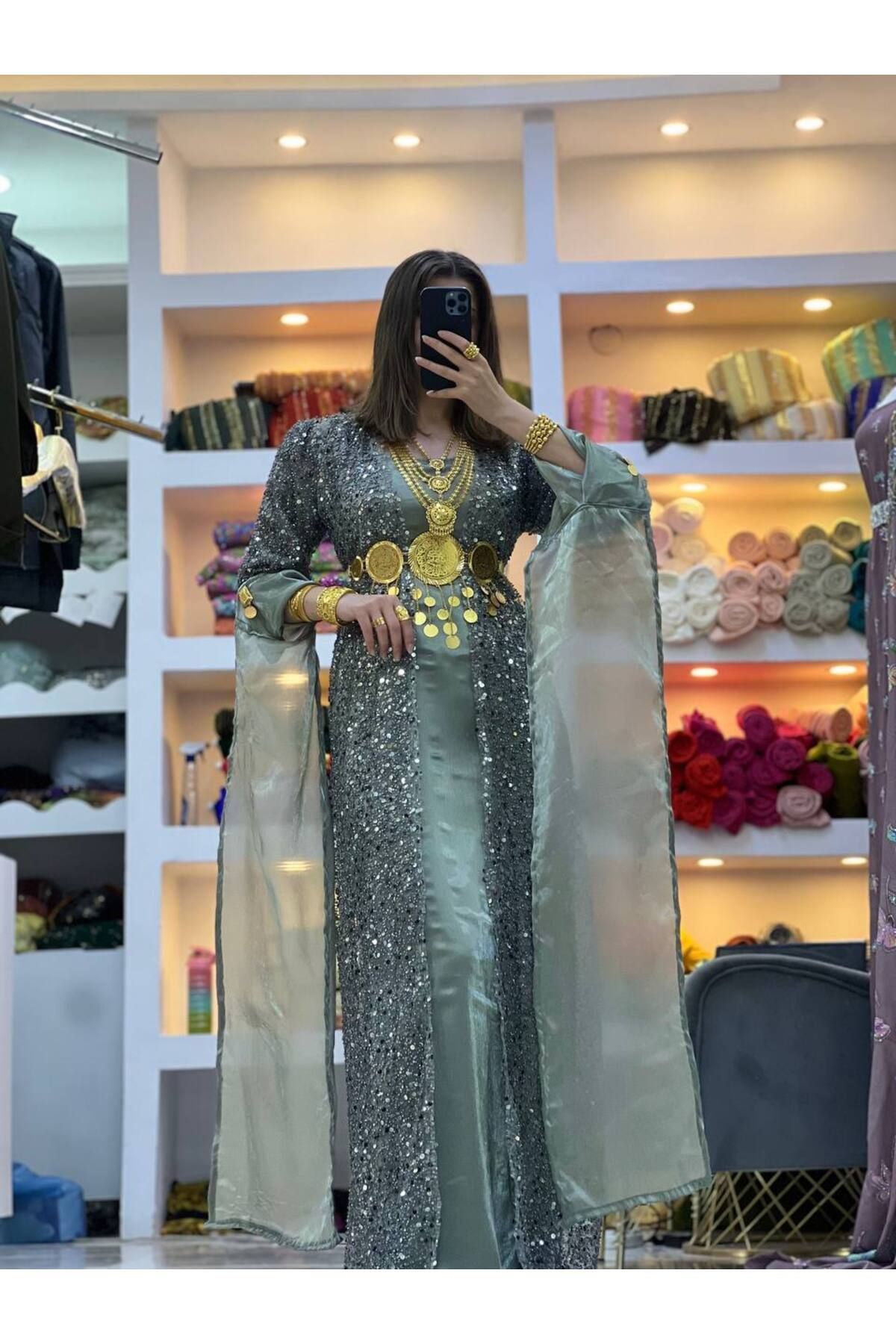 SOLİN YÖRESEL Kadın Yöresel Elbise Düğünlük Kaftan Abiye(Görseldeki Aksesuarlar Dahil Değildir)