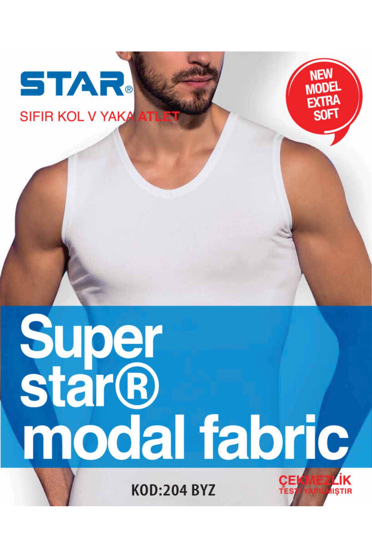 Star 3 LÜ ERKEK MODAL SIFIR KOL V YAKA T-SHİRT