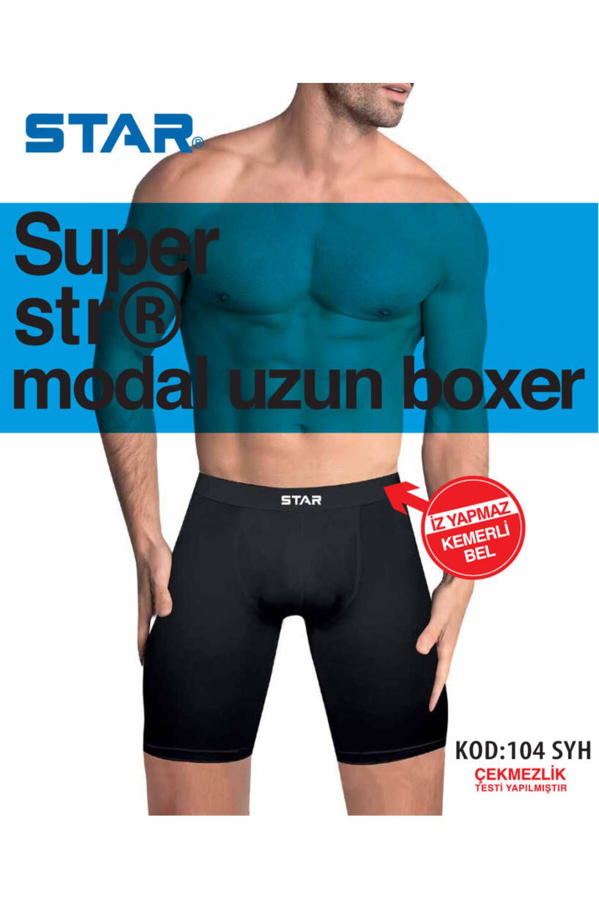 Star 3 LÜ ERKEK MODAL KEMERLİ UZUN BOXER
