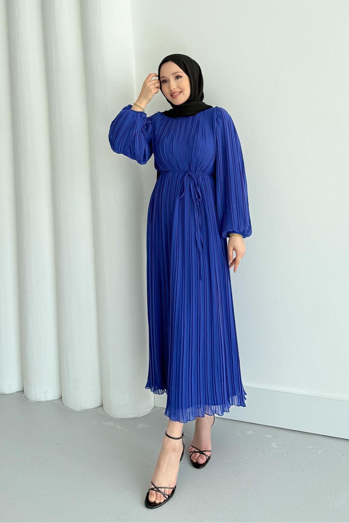 Rimel Moda Seyran Piliseli Elbise Saks
