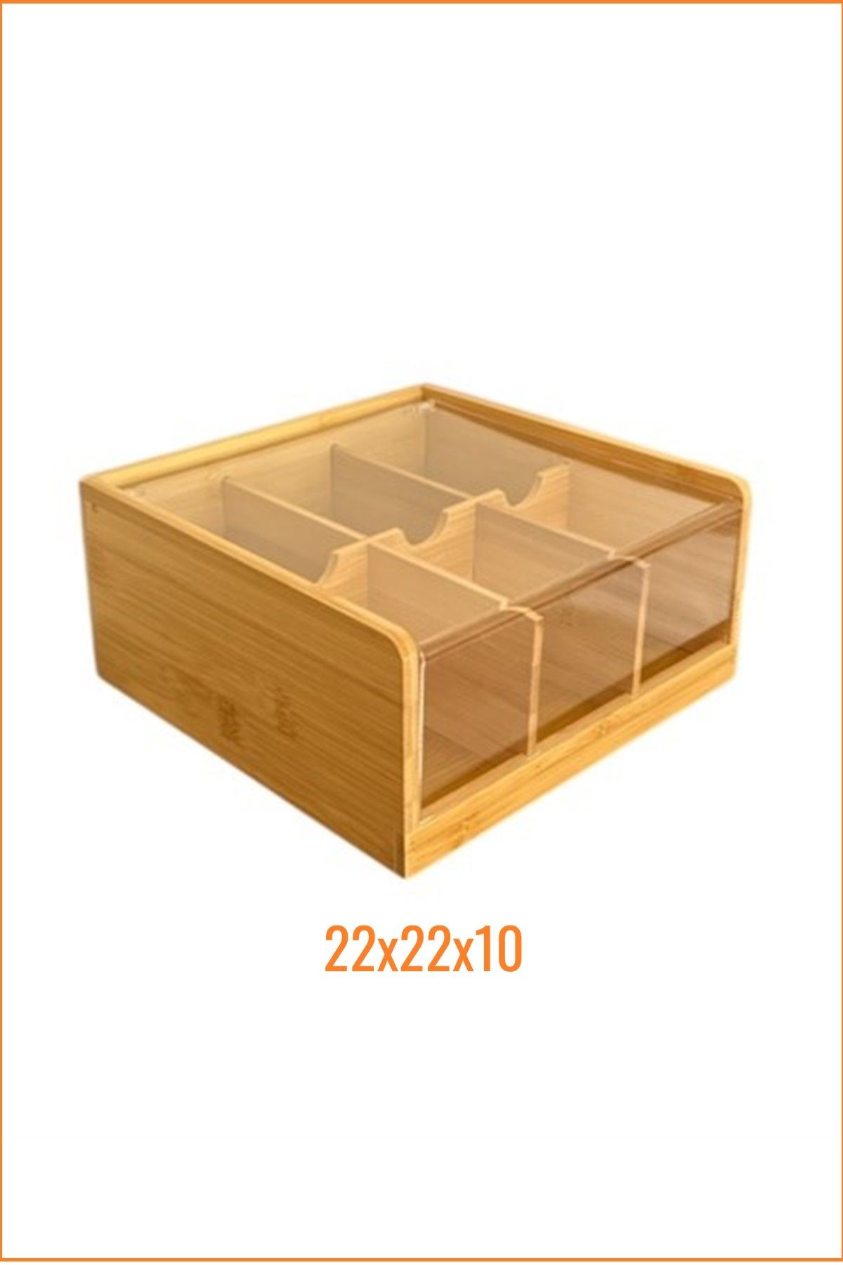 EZMK EV GEREÇLERİ Bambu Poşet Çay Saklama Kutusu, Düzenleyici Kutu, 22x22x10 cm