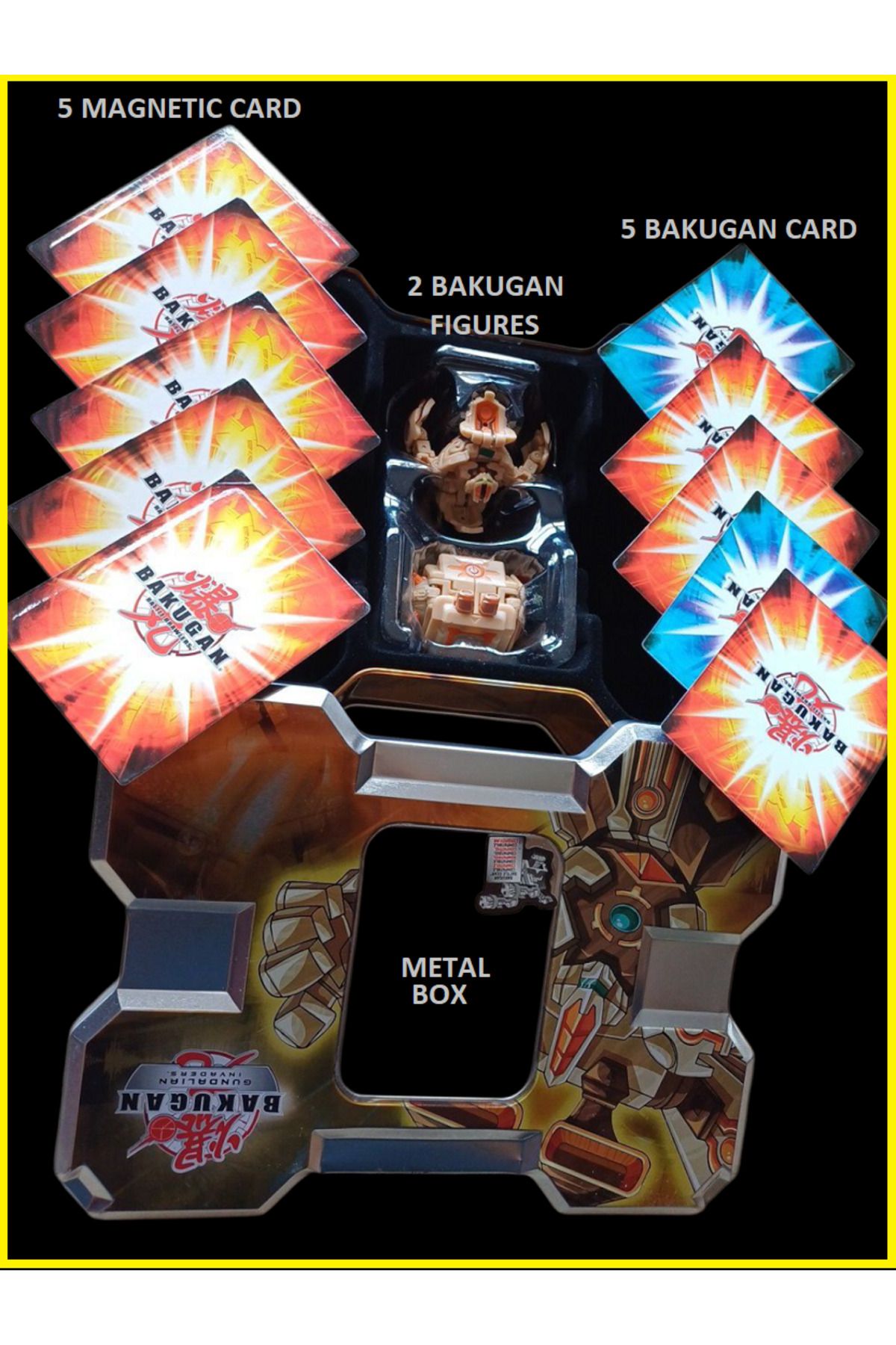 OYUNCAKSAHİLİ BAKUGAN BATTLE GEAR METAL ÇANTA MECHTANIUM ORIGINAL 2 FİGÜR BAKUTİN DRAGONOID
