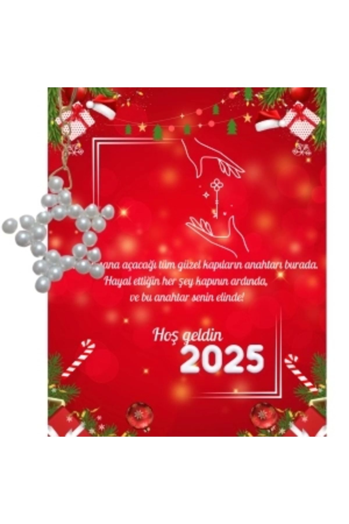 STOREMAX Yeni Yıl 2025 Kart Üzerinde Anahtarlık (Kişiye Özel Yazı Yazdırılabilir) Yıldız Model