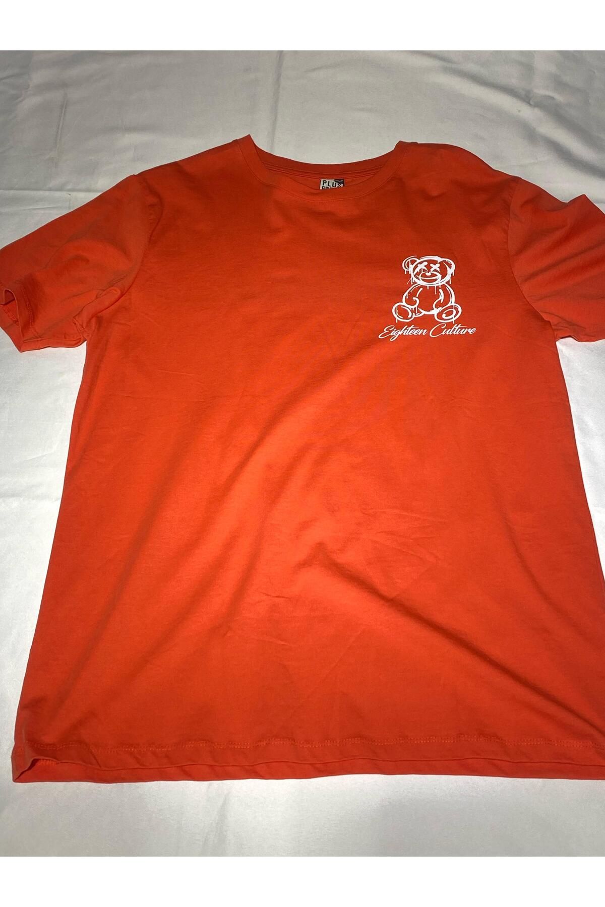 Plus Eighteen P18 TSHIRT TURUNCU EIGHTEEN CULTURE VE AYICIK SIRT BASKILI
