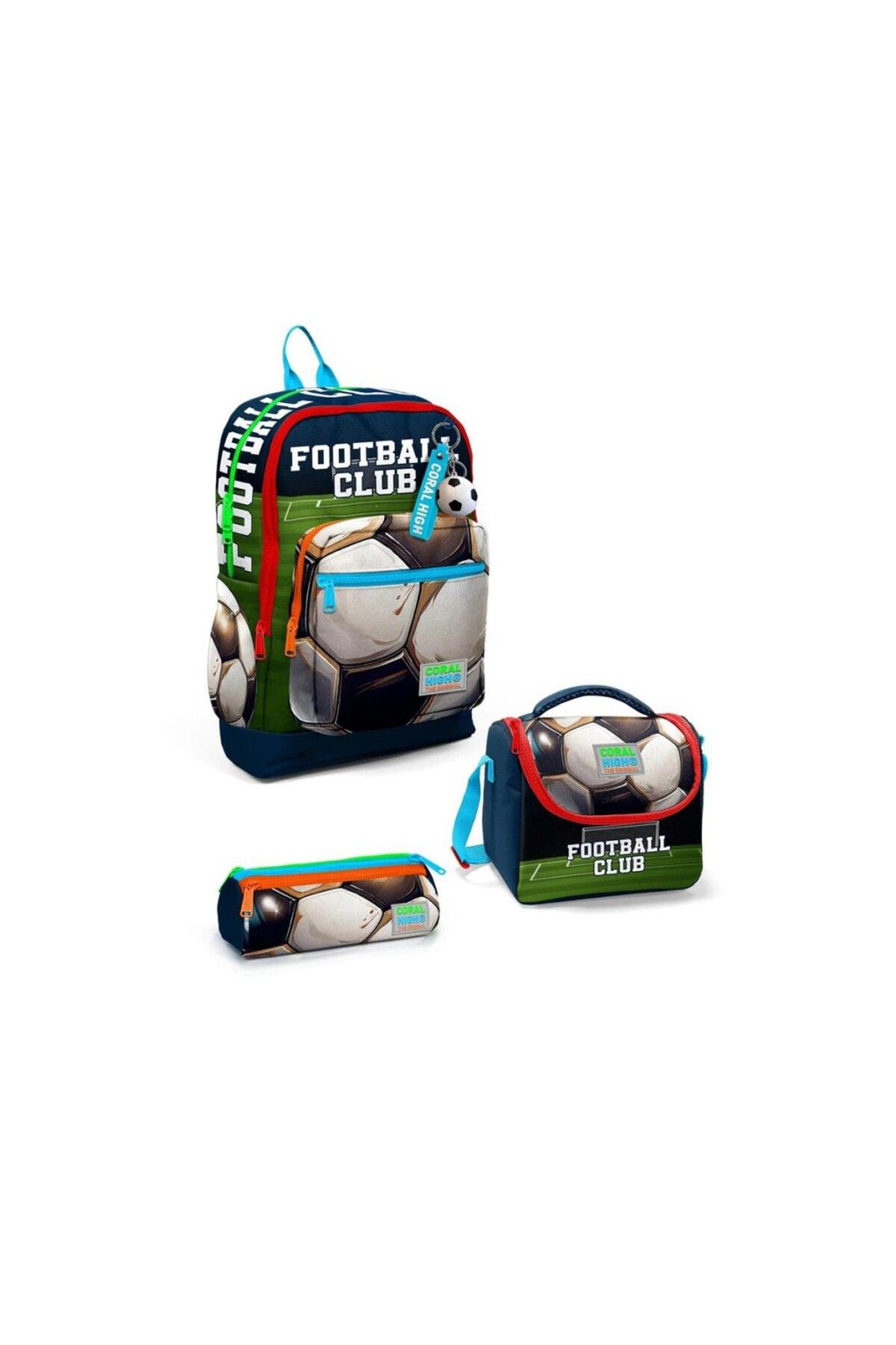 Coral High Lacivert Futbol Desenli 3’lü Okul Çanta Seti SET23779