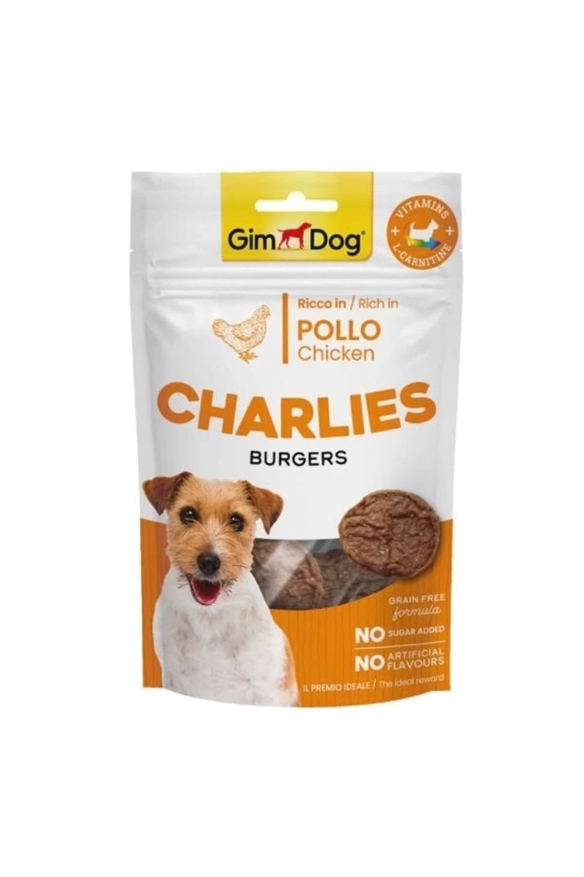 YNT İthalat Gimdog Charlies Burger Tavuklu Tahılsız ve Şekersiz Köpek Ödül Maması 70 Gr