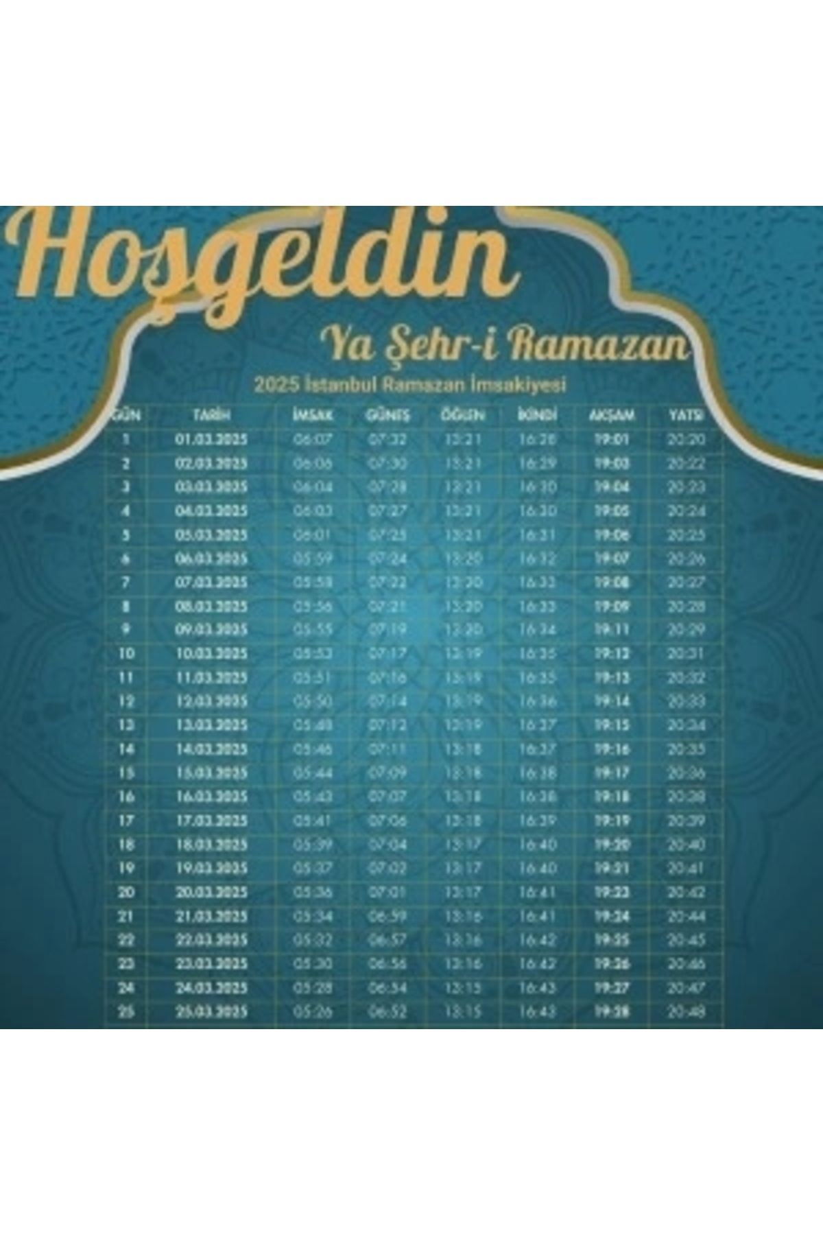 STOREMAX Ramazan İmsakiyesi Modern Kişiye Özel Tasarımlı Dijital Baskı 2 Adet A4 300 gr Model 25