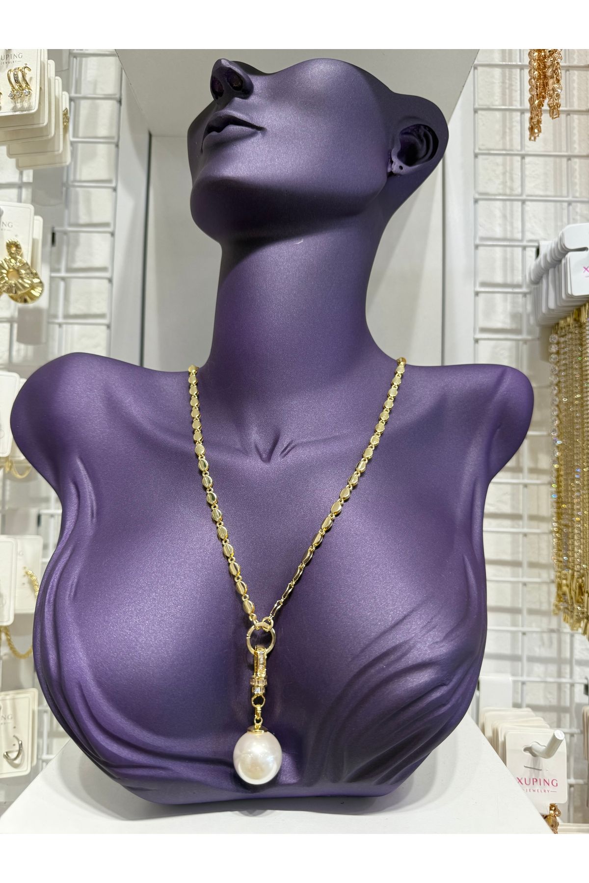 My violet accesorize VİP 14 K ARPA ZİNCİRLİ İNCİLİ DEKOLYE KOLYE