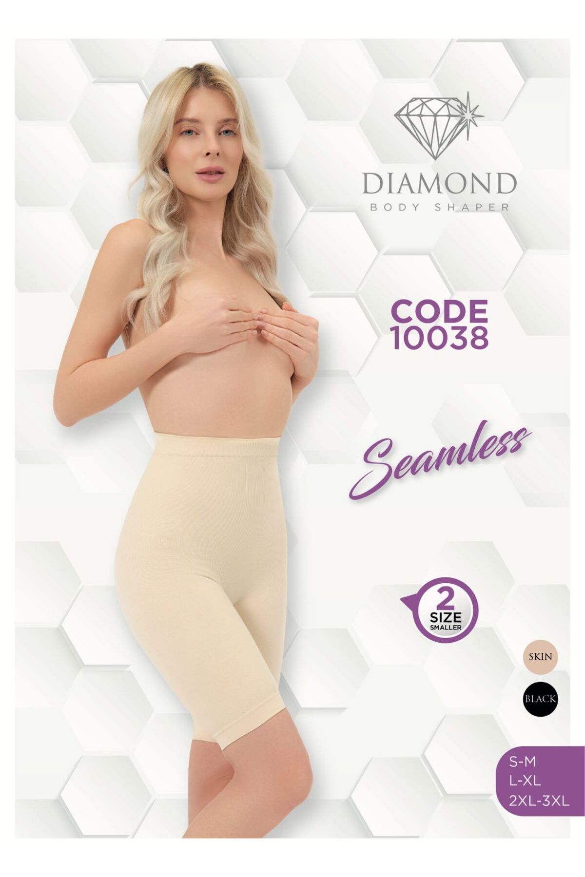DIAMOND 10038 Seamless Yüksek Bel Toparlayıcı Şort Korse – 2 Beden İncelten