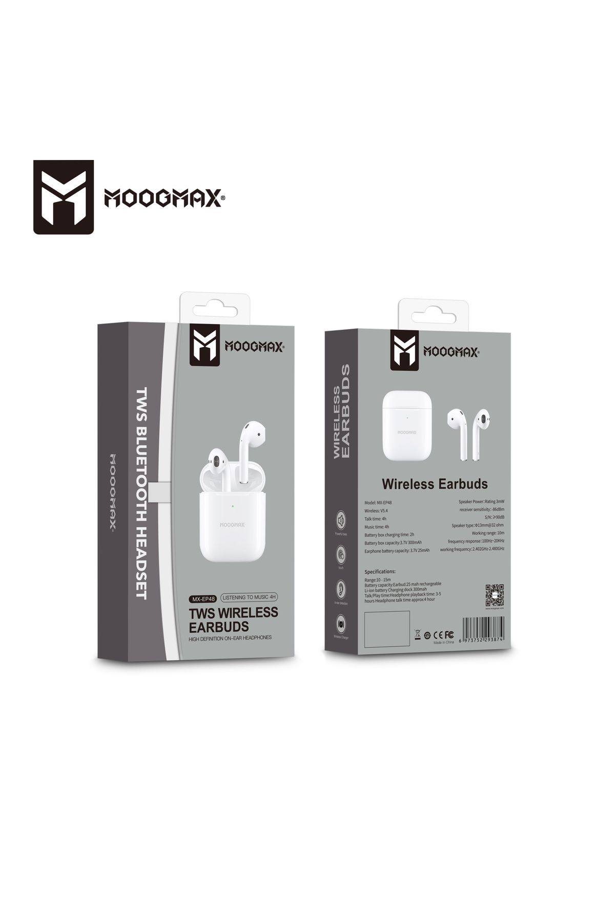 MOOGMAX-Moog Max Wireless Headphones with Powerful Sound and Clear Microphone - Supports Wireless Charging and Pop-up Window for iPhone 4