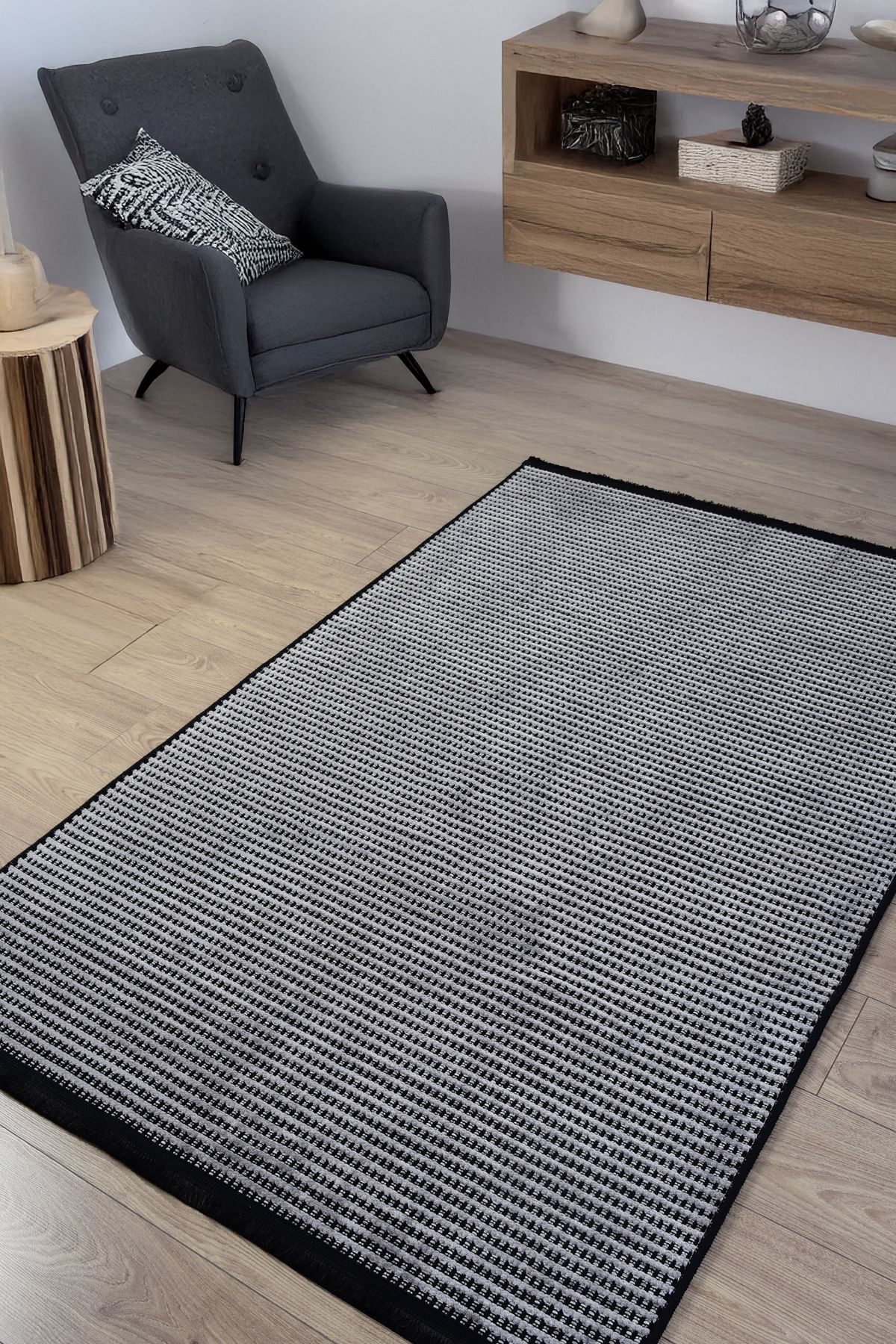 Örgülü Home Gri Şönil Kilim Oturma Çocuk Odası Salon Dokuma Makine Halısı Mutfak Hasır Yıkanabilir Yolluk
