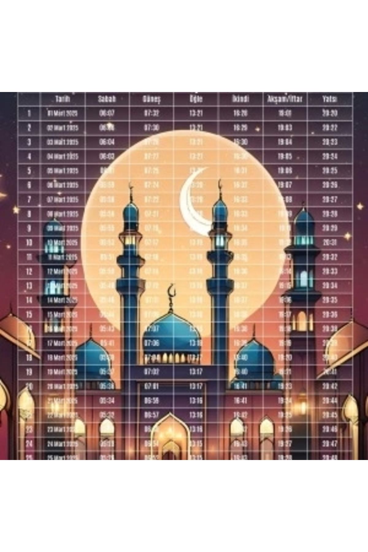 STOREMAX Ramazan İmsakiyesi Modern Kişiye Özel Tasarımlı Dijital Baskı 6 Adet A4 300 gr Model 10