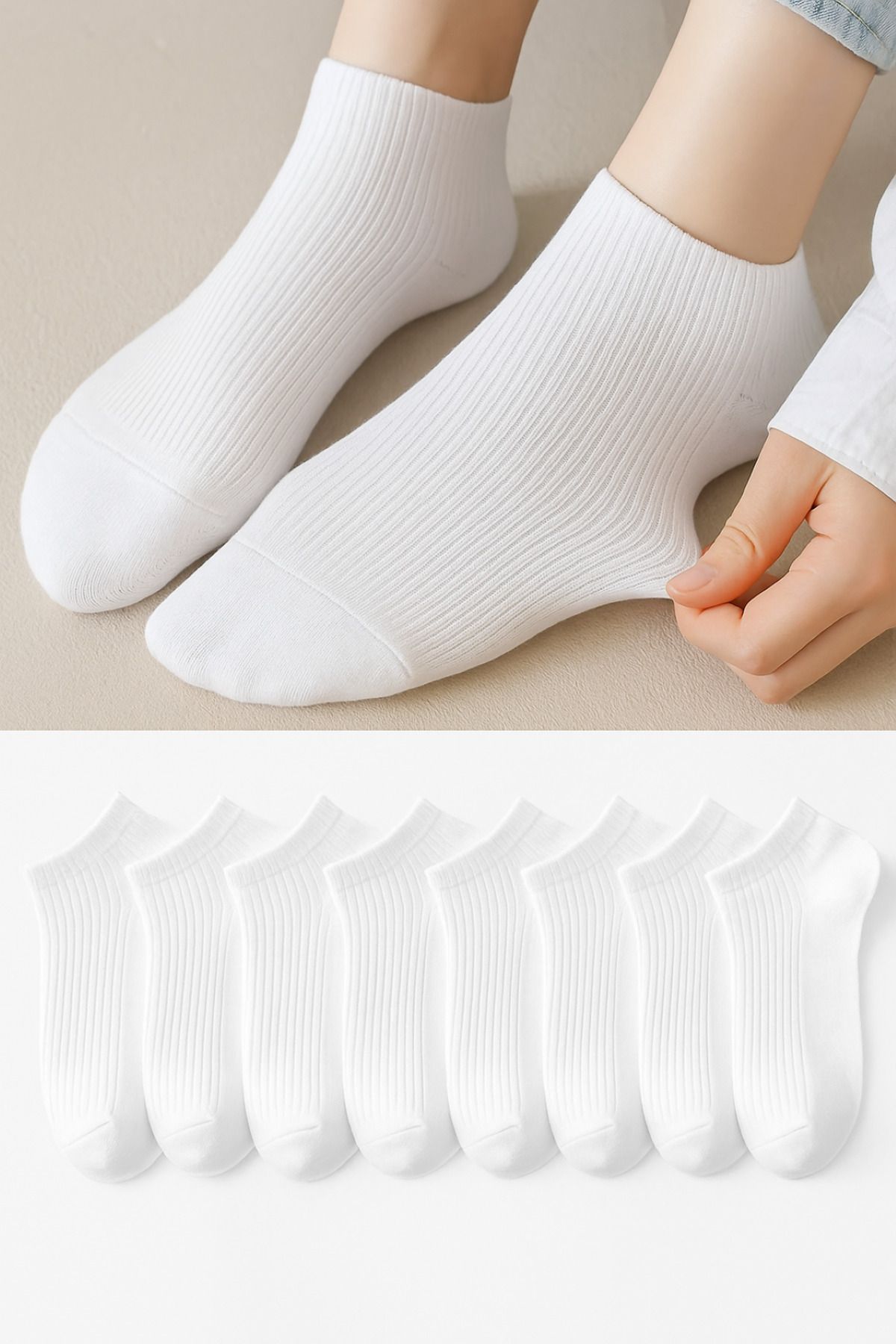 peru moda Unisex 8'li Yazlık Renkli Çorap Seti Patik