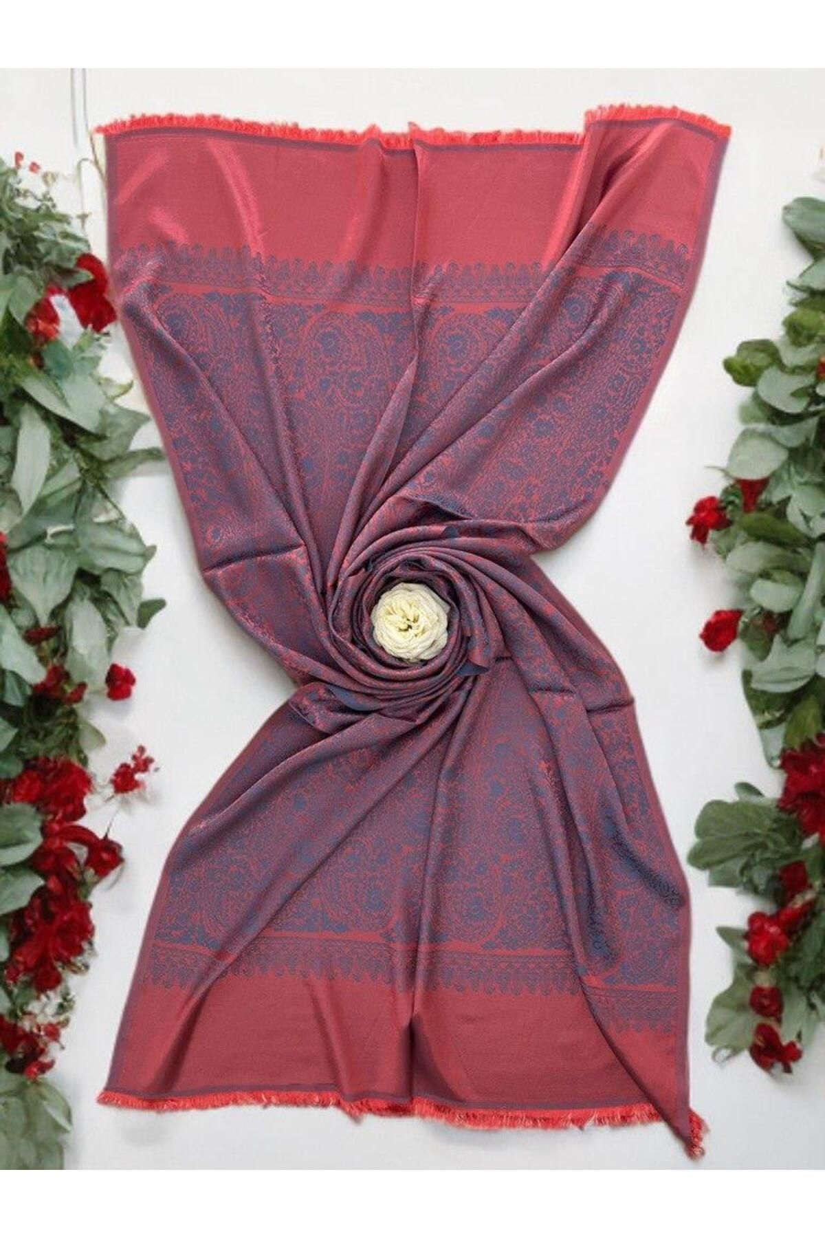 ECHARMBUTIK Kırmızı Kani Desen Kadın Şal