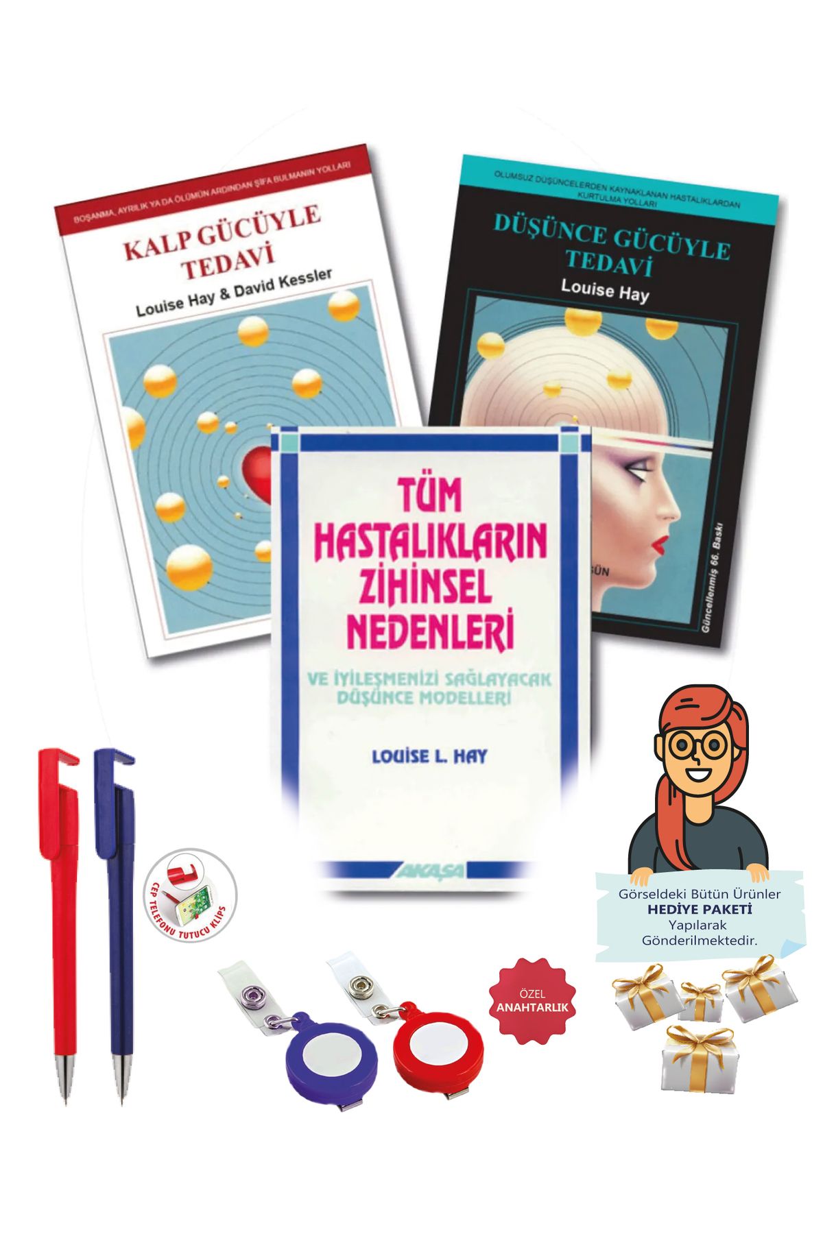 Akaşa Yayınları Maje Hediye+LOUİSE L, HAY 3 KİTAP Tüm Hastalıkların Zihinsel Nedenleri+Düşünce Gücüyle+Kalp Gücüyle