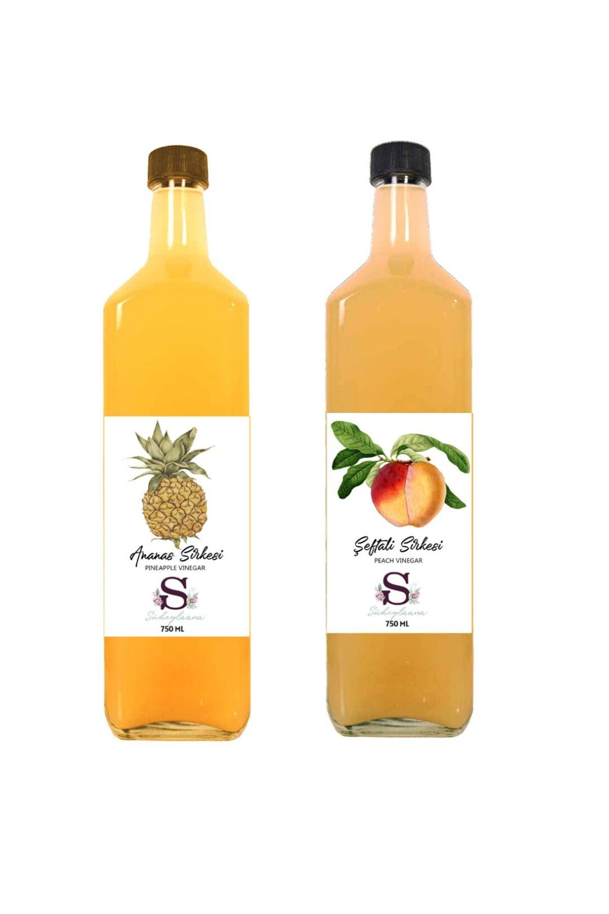 Süheylaana Doğal Ananas Sirkesi 750 Ml - Doğal Şeftali Sirkesi 750 Ml