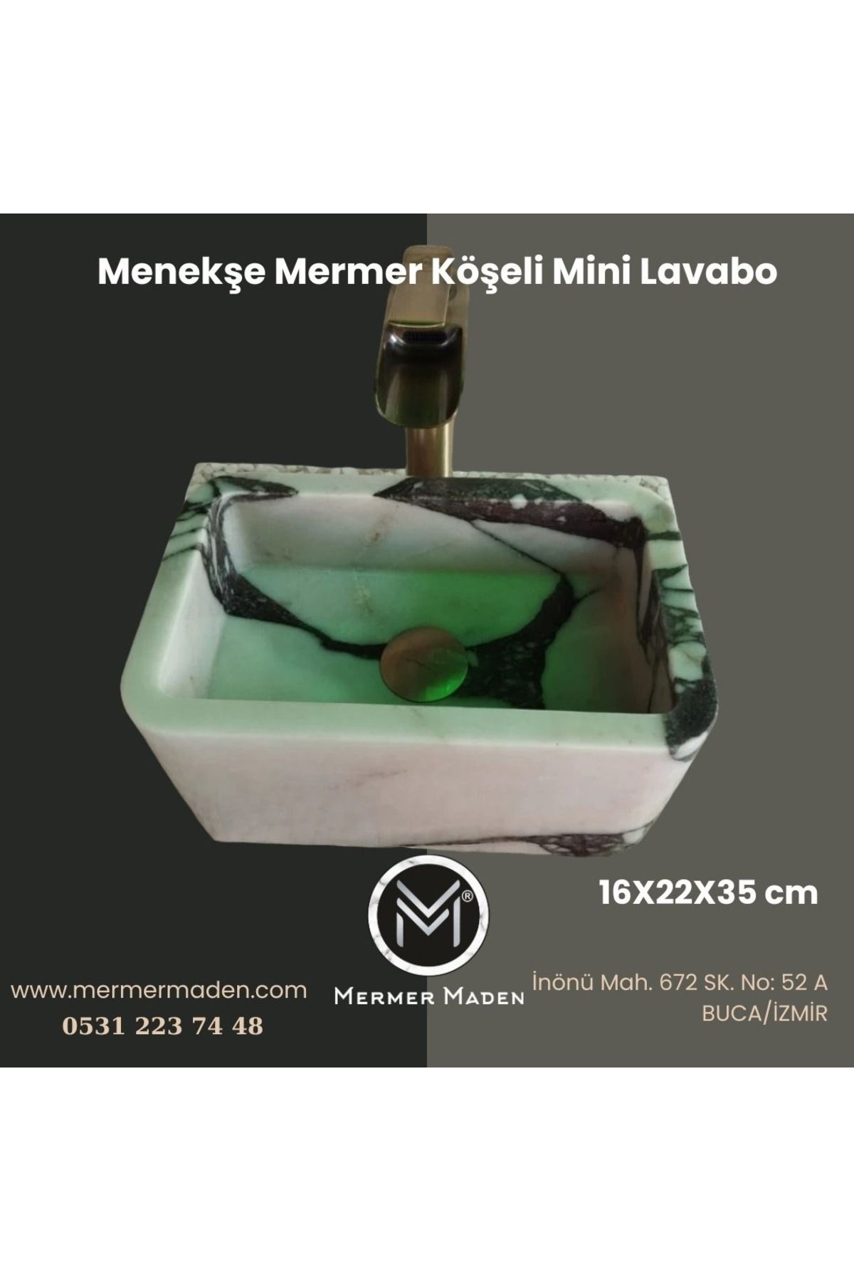 entrend11 Menekşe Mermer Köşeli Mini Lavabo