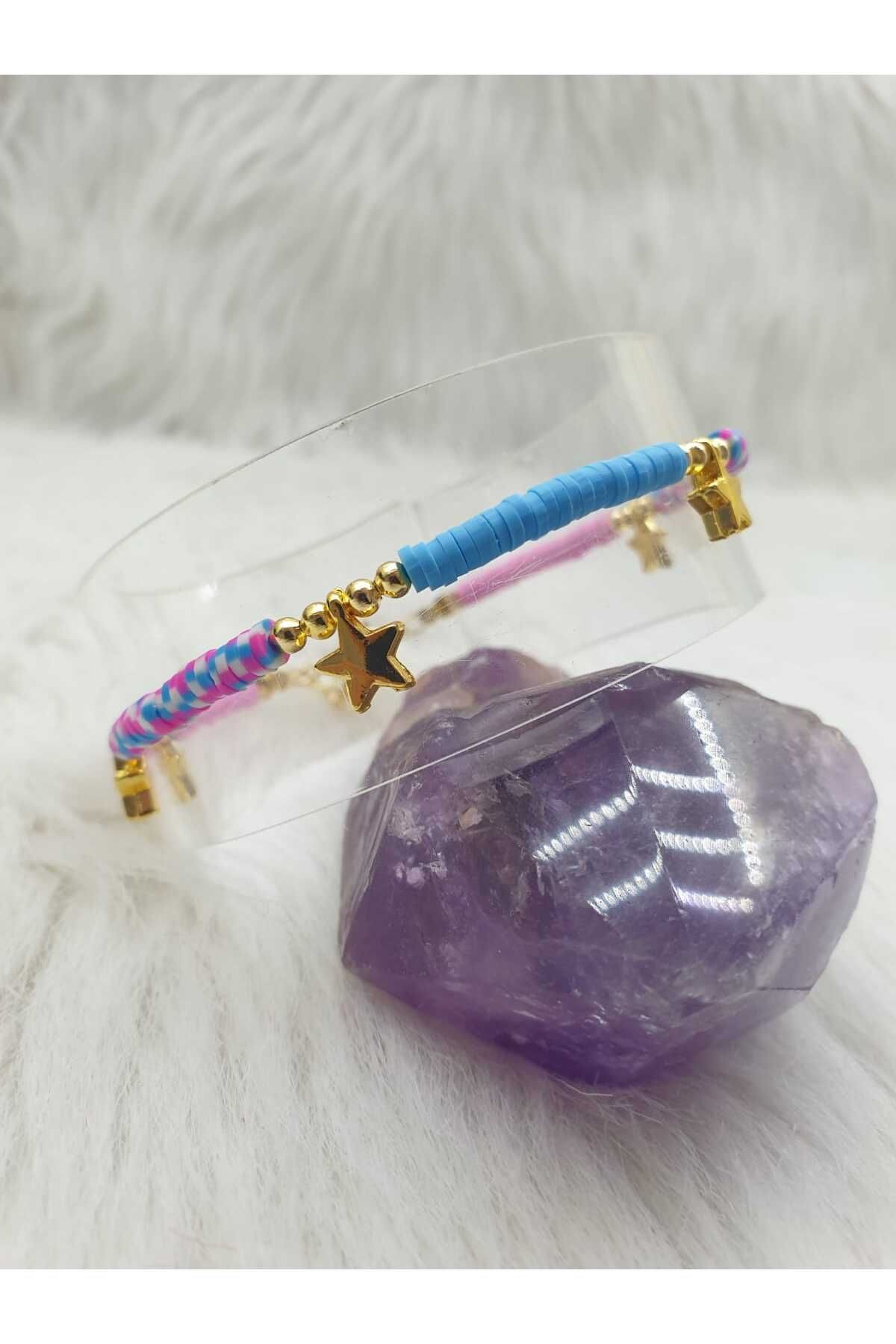 HAPPY HANDMADE YILDIZ FİGÜRLÜ FİMO BONCUKLU HALHAL AYAK AKSESUARI
