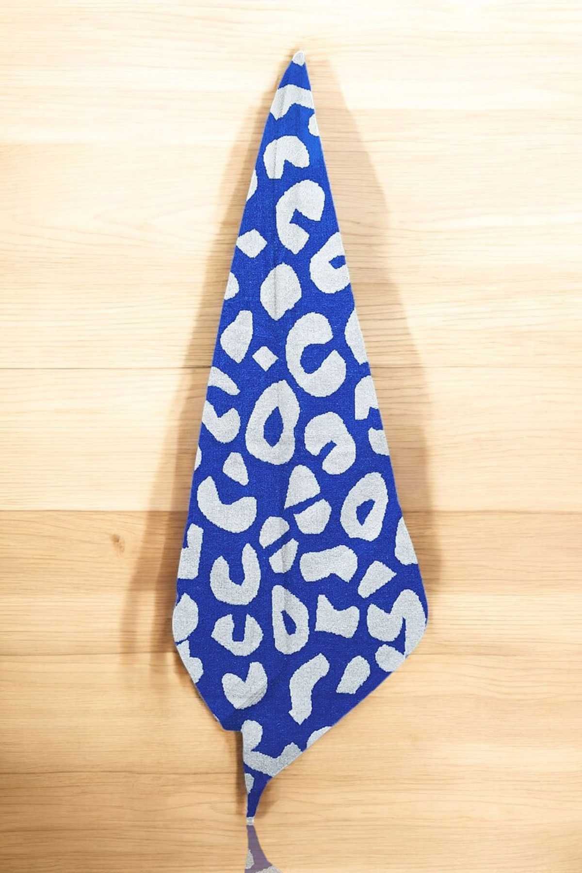 merland benvecocuk Wild Blue 90x150 cm Desenli Mavi-Beyaz %100 Pamuklu Banyo Havlusu
