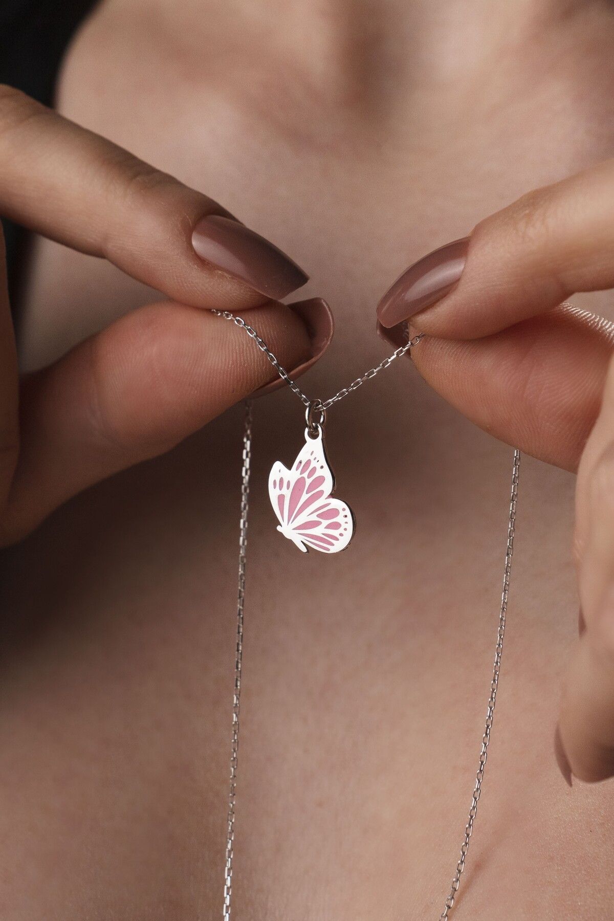 TigerxlJewellery 925 Ayar Gümüş Zarif Kelebek Kolye