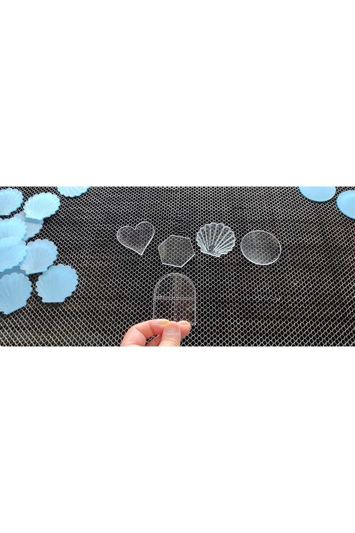 QUEEN STAND Şeffaf Pleksi Pencere 7 cm 25 adet Süslenebilir Magnet Tabanı