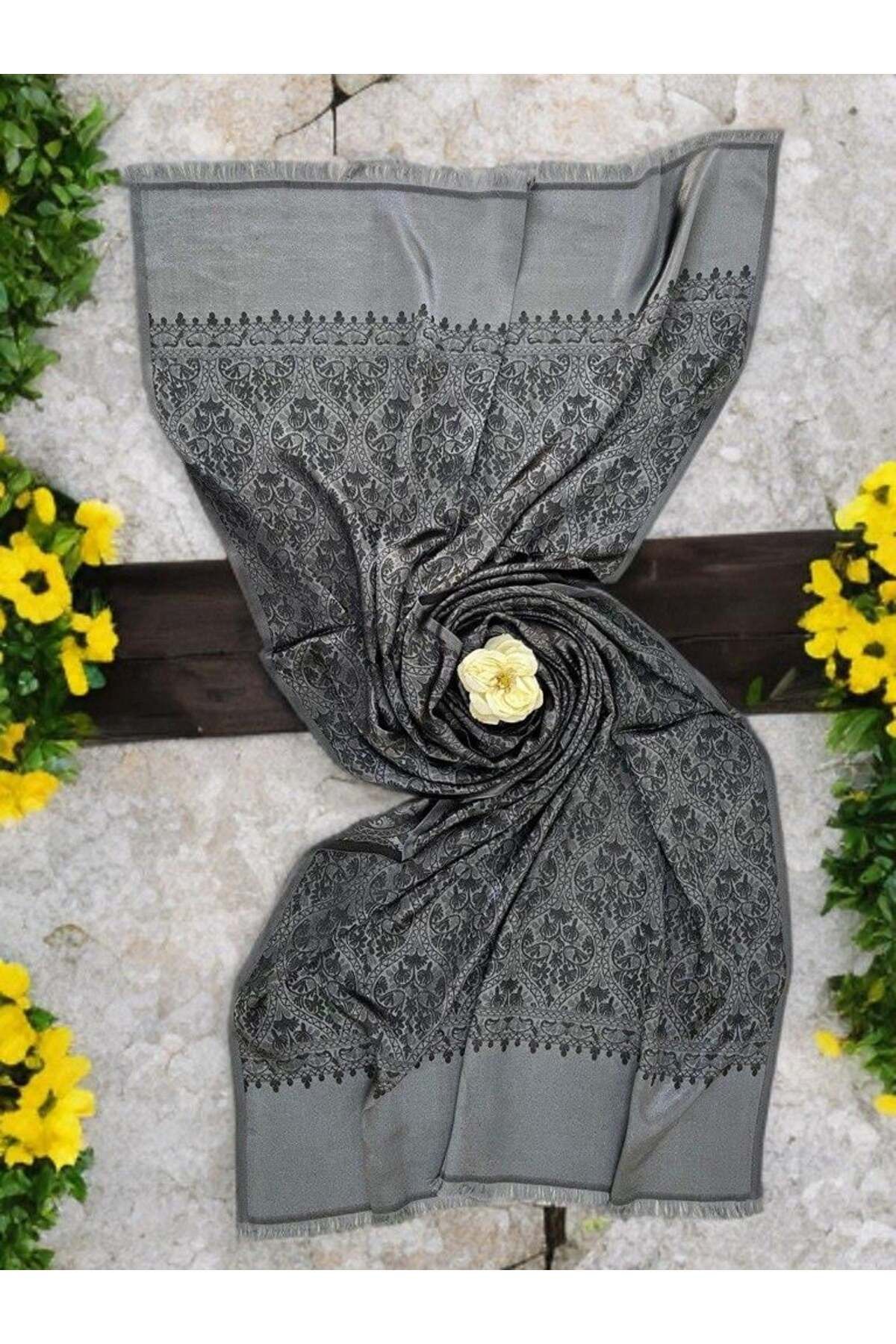 ECHARMBUTIK Siyah Suyolu Desen Kadın Şal