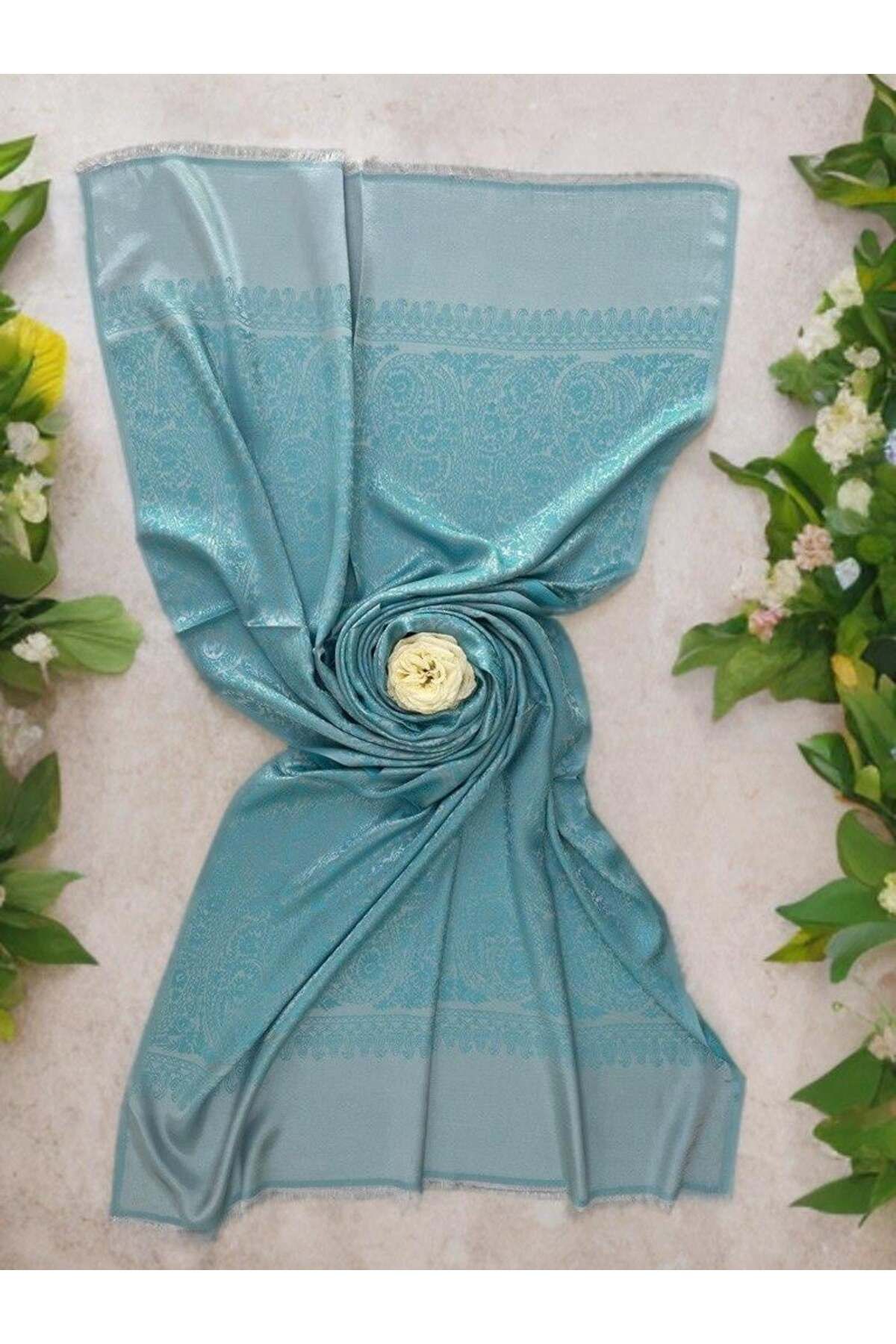 ECHARMBUTIK Turkuaz Kani Desen Kadın Şal