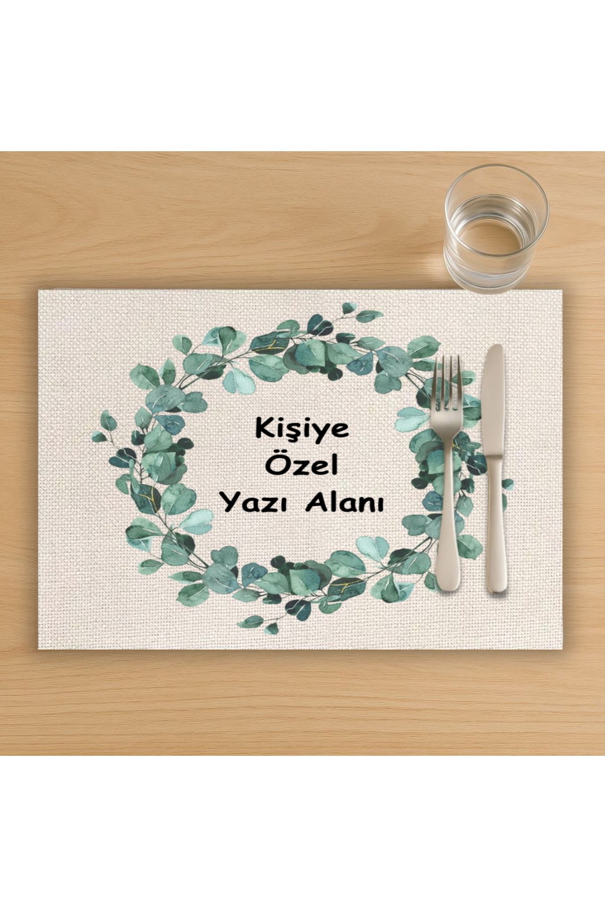 Hediye Deposu Kişiye Özel Çelenkli Yazılı Mesajlı Amerikan Servis, Tabak Altlığı & Ev Hediyesi, 2 Adet