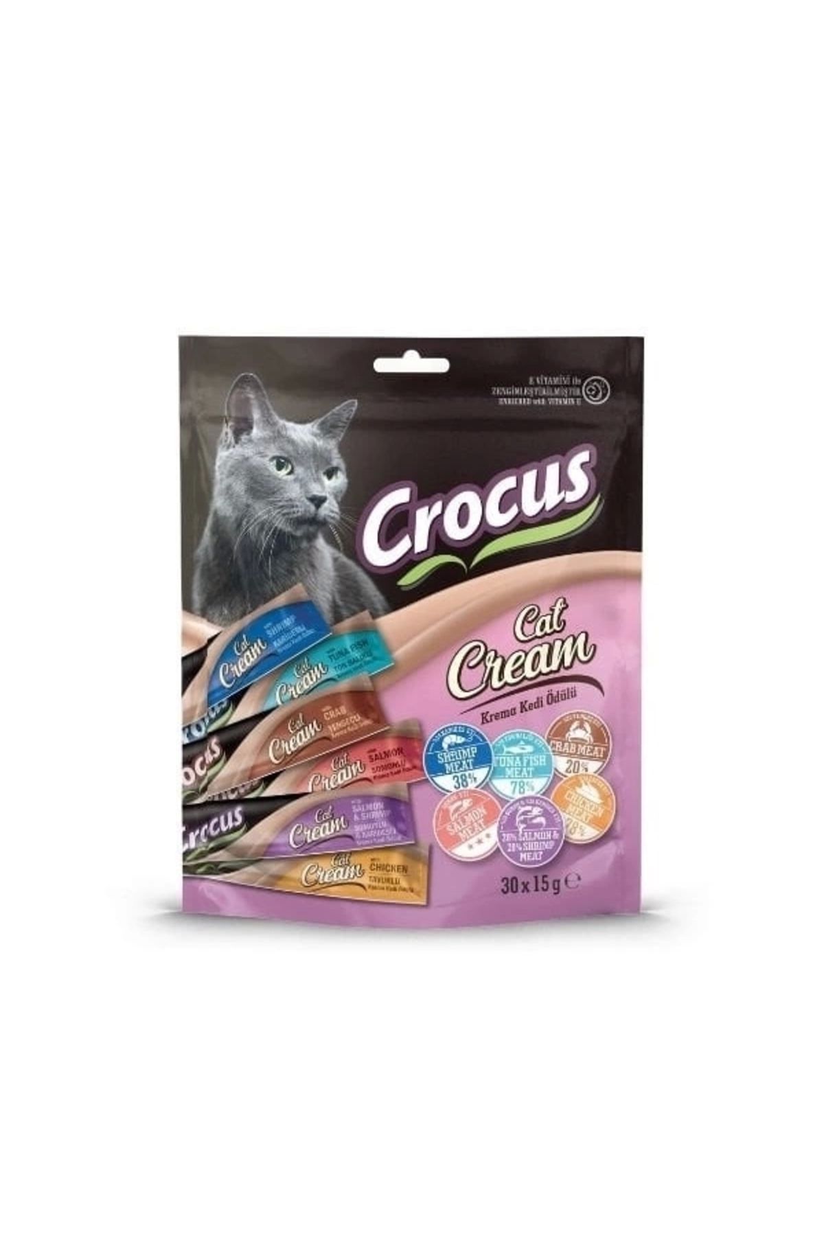 YNT İthalat Crocus Multipack Karışık Lezzet Sıvı Kedi Ödül Maması 15 Gr 30 Adet