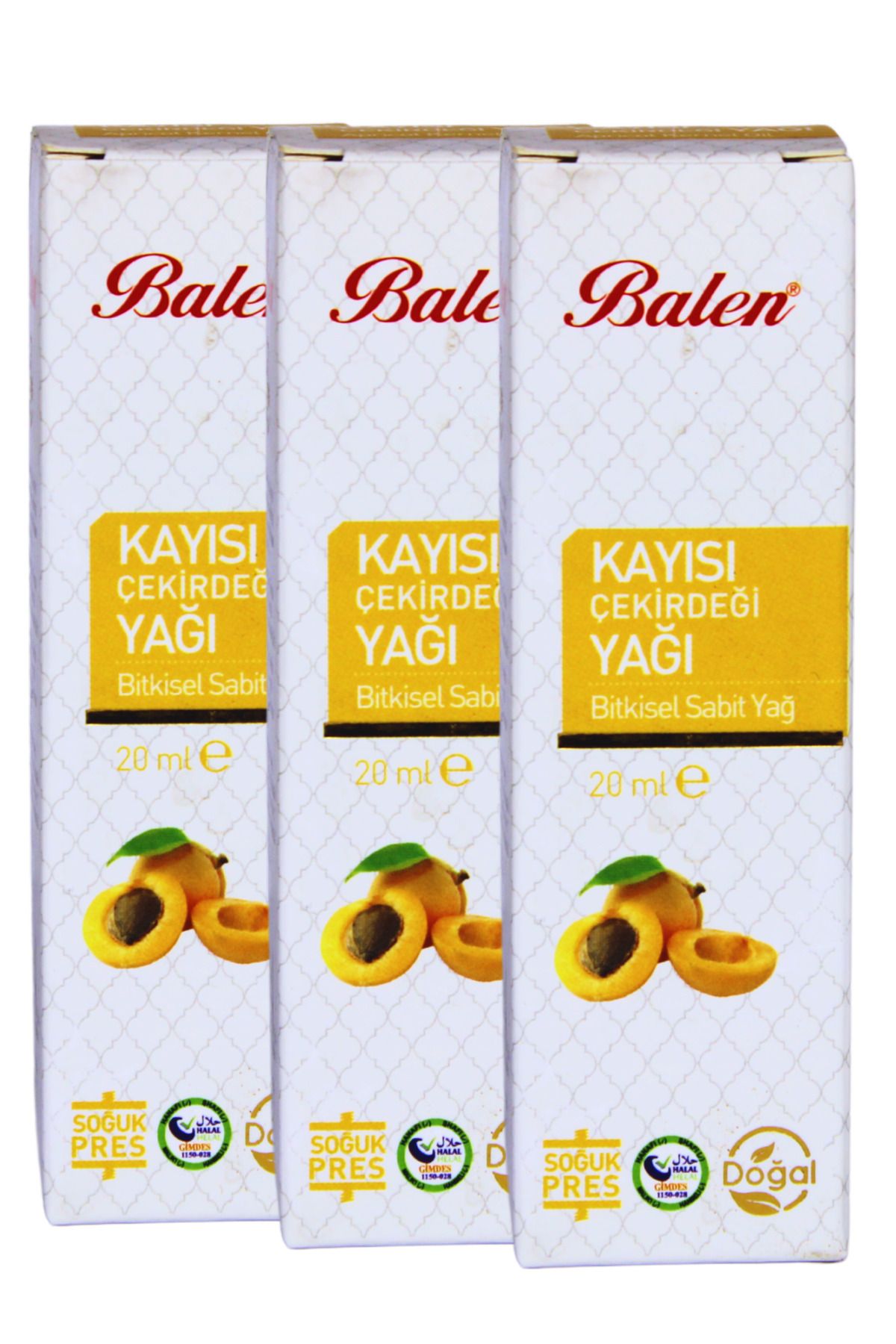 GÜLCE LOKMAN HEKİM AKTAR BALEN KAYISI ÇEKİRDEĞİ YAĞI 3 X 20ML SOĞUK PRES