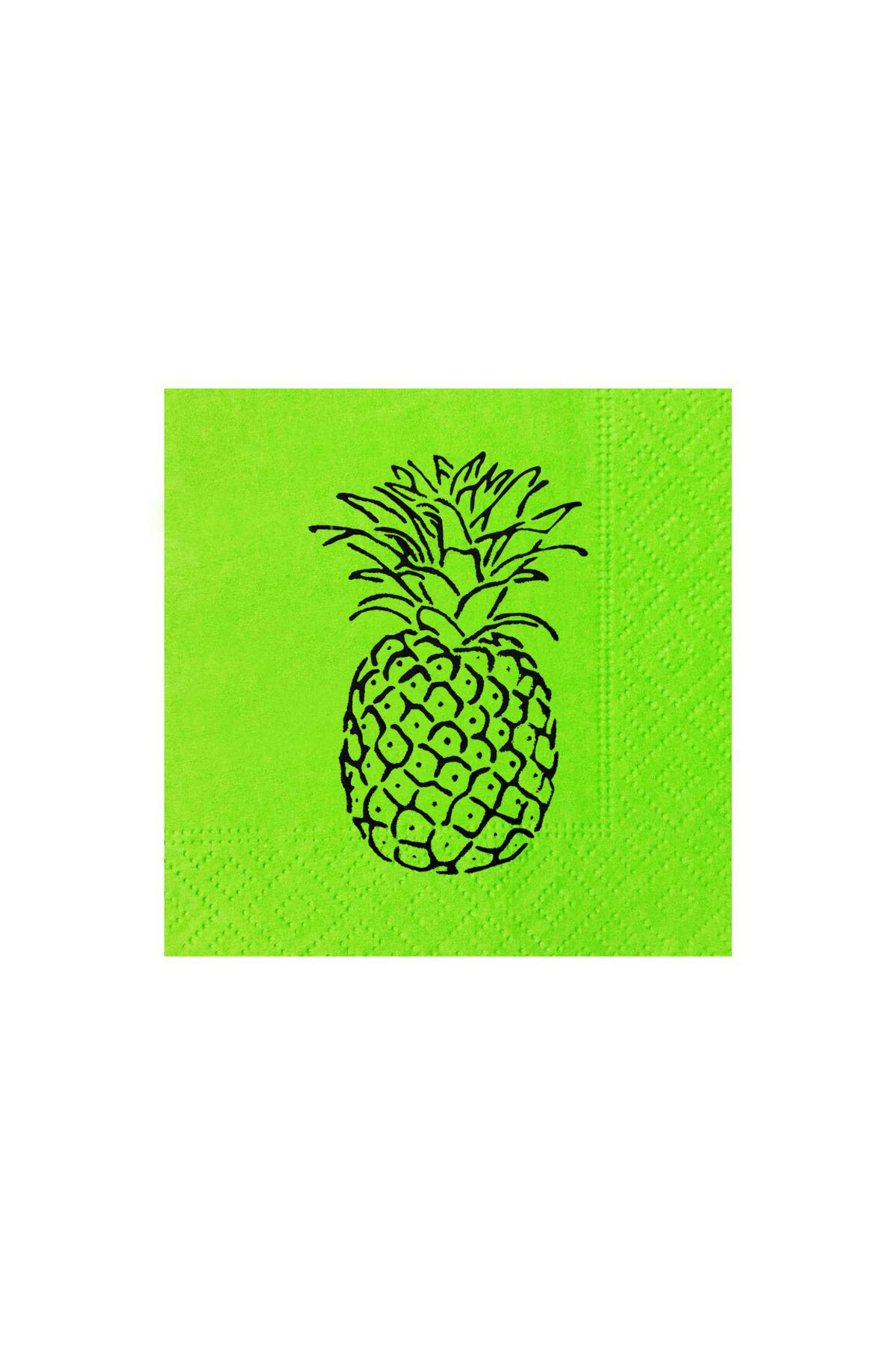 Story 23x23 cm Siyah Varak Ananas Desenli 2 Katlı 50'li Fıstık Yeşili Renkli Kağıt Peçete