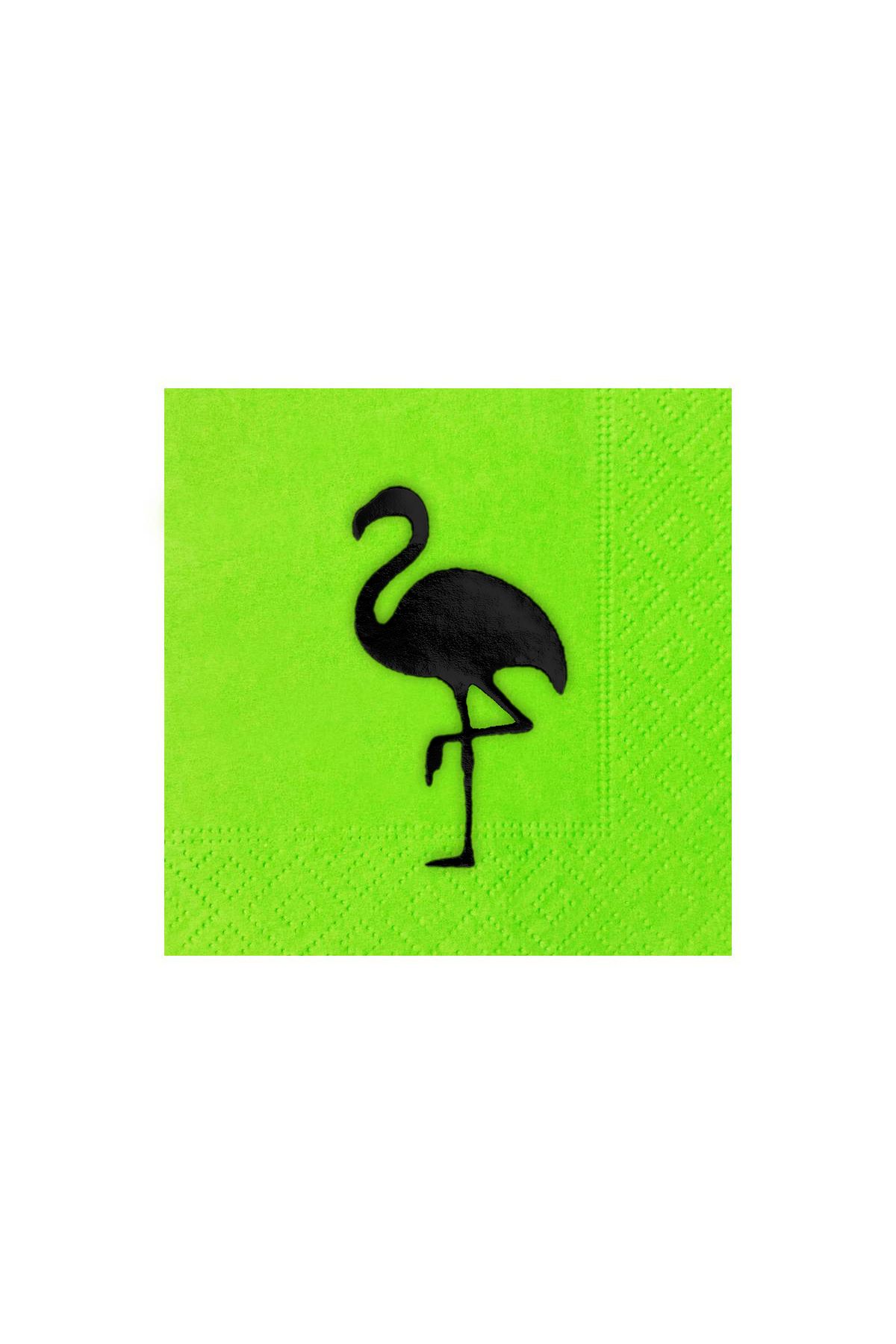 Story 23x23 cm Siyah Varak Flamingo Desenli 2 Katlı 50'li Fıstık Yeşili Renkli Kağıt Peçete