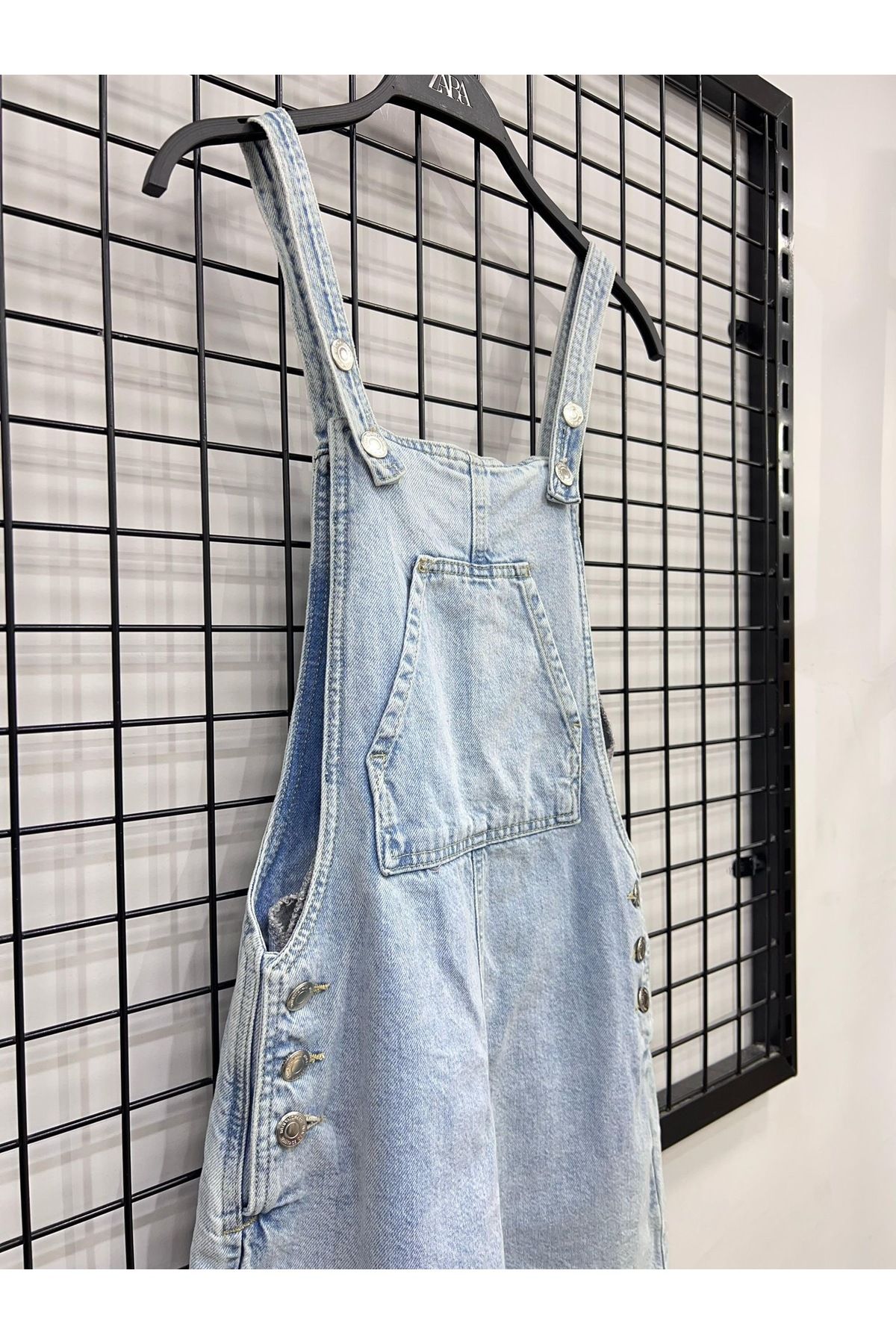 Marka Butikmayamoda Mavi Denim Kisa Sort Tulum