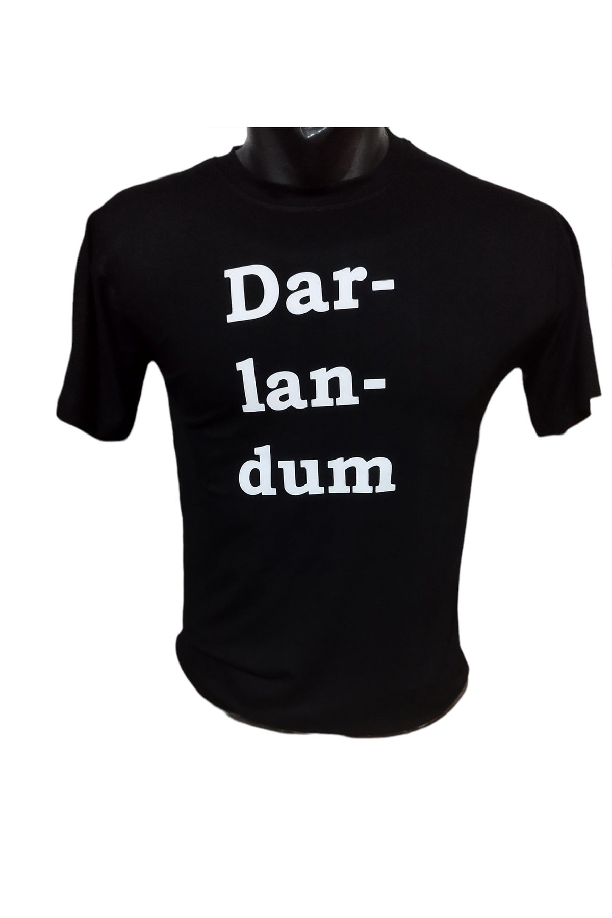 MLH STORE Darlandum Baskılı Pamuklu Likralı T-shirt (Beyaz Yazılı Siyah) M Beden
