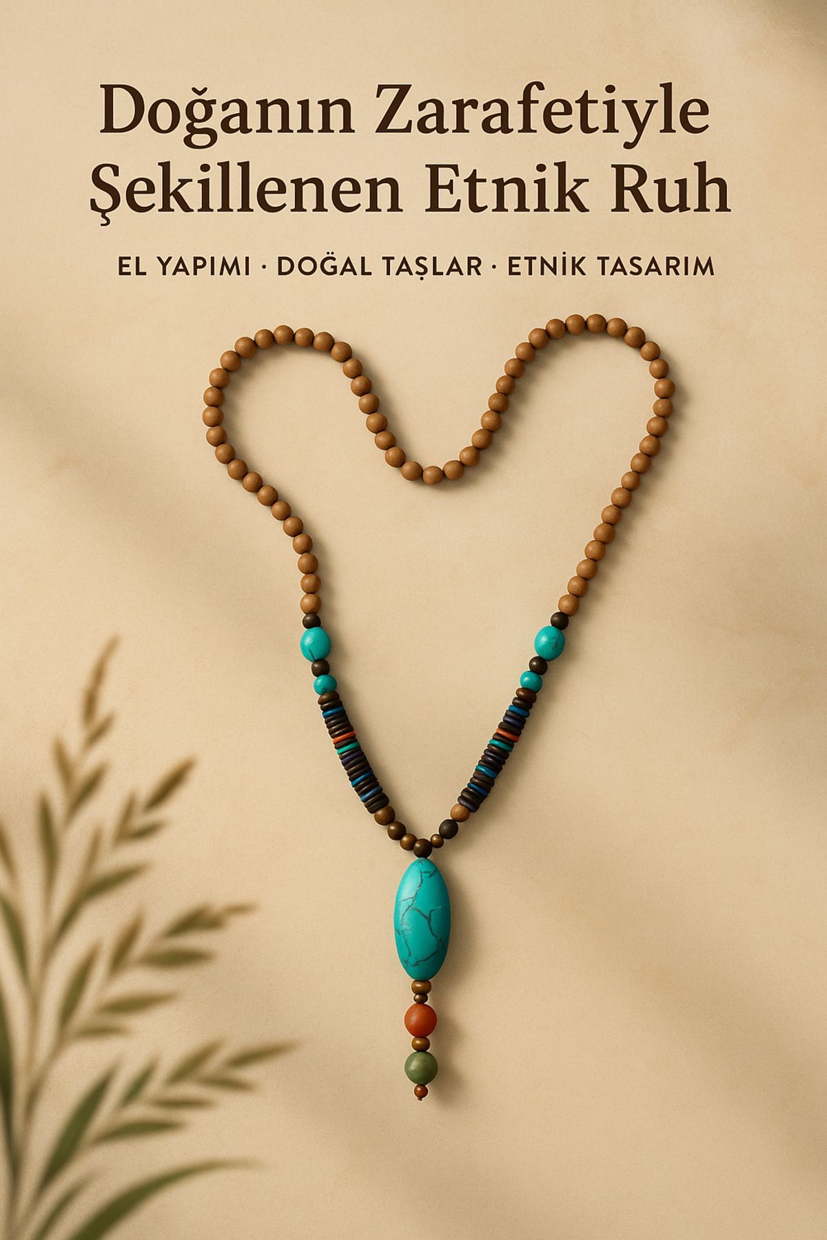 Enjoy Doğal Taşlı El Yapımı Etnik Kolye Turkuaz Zarafet