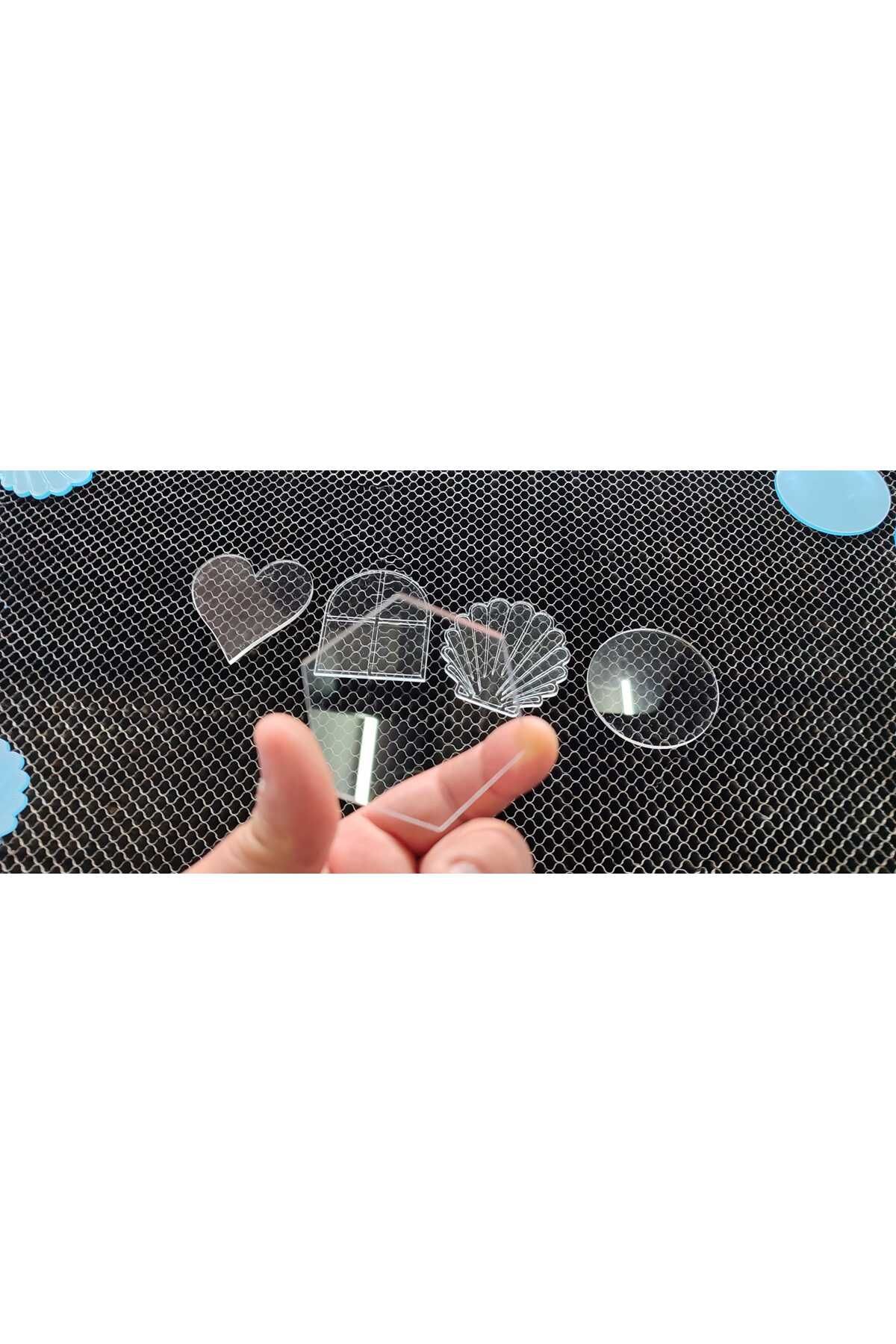 QUEEN STAND Şeffaf Pleksi Altıgen 7 cm 25 adet Süslenebilir Magnet Tabanı