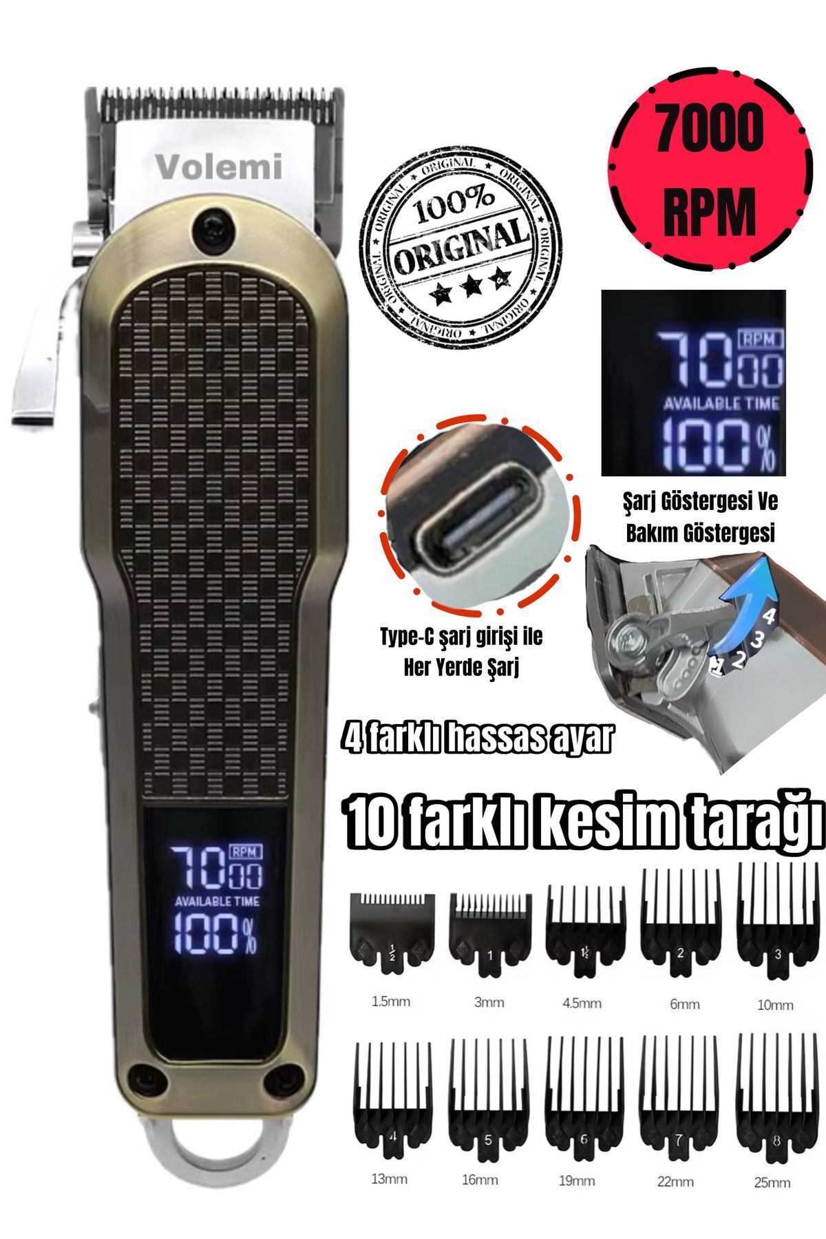 teknotrust V-0092 PROFESYONEL KUAFÖR SAÇ SAKAL VÜCUT SAÇ SAKAL ENSE TIRAŞ MAKİNESİ