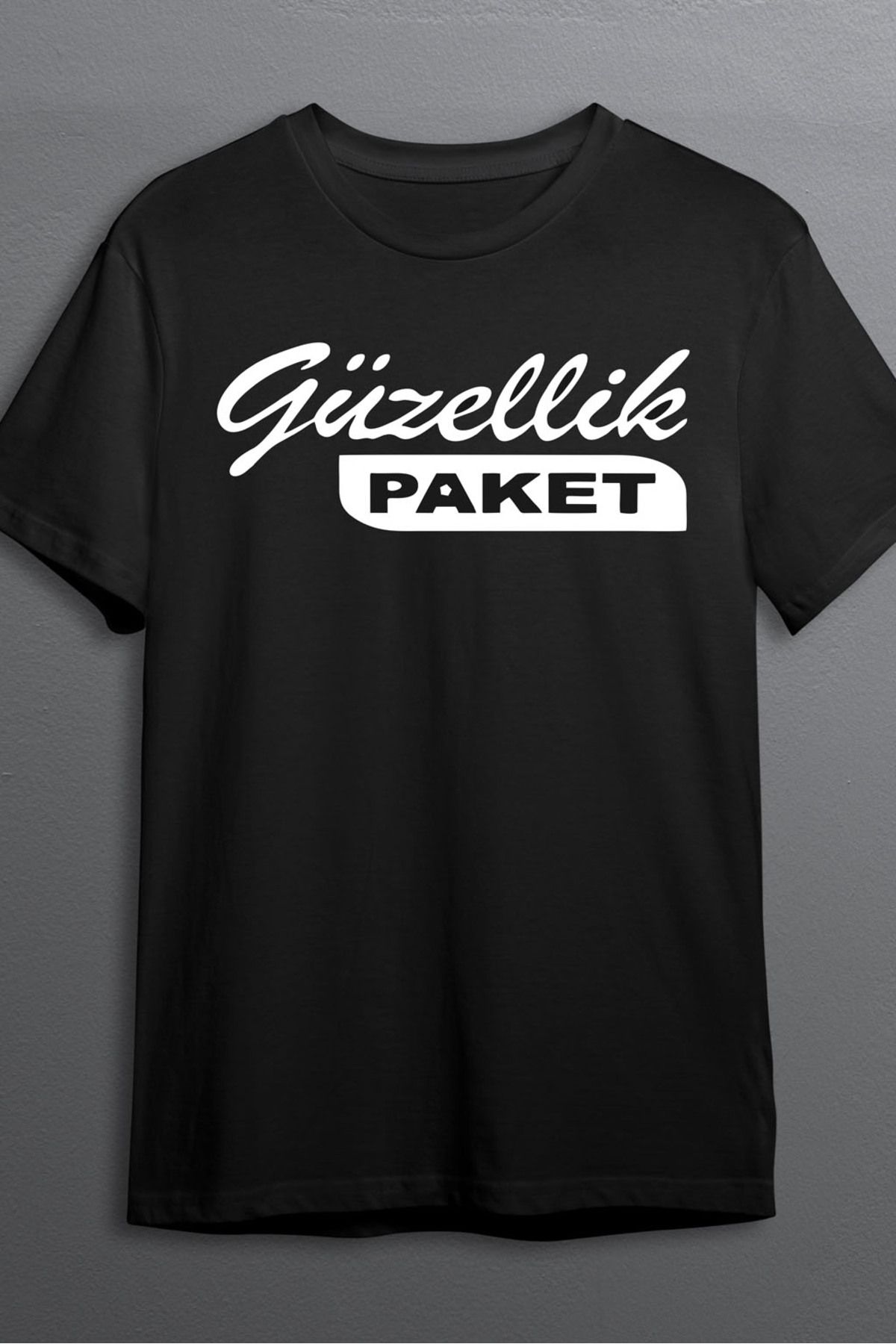 MLH STORE Güzellik Paket Pamuklu Likralı T-shirt (Beyaz Yazılı Siyah) L Beden