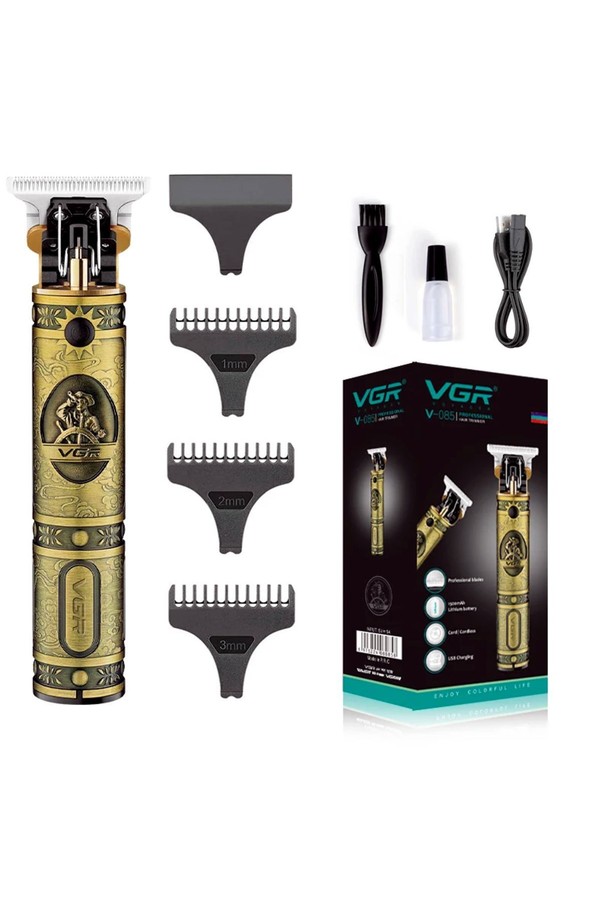 teknotrust RenkStore V-085 Profesyonel Çelik T9 Bıçaklar Saç Ense Sakal Vücut Tıraş Makinesi