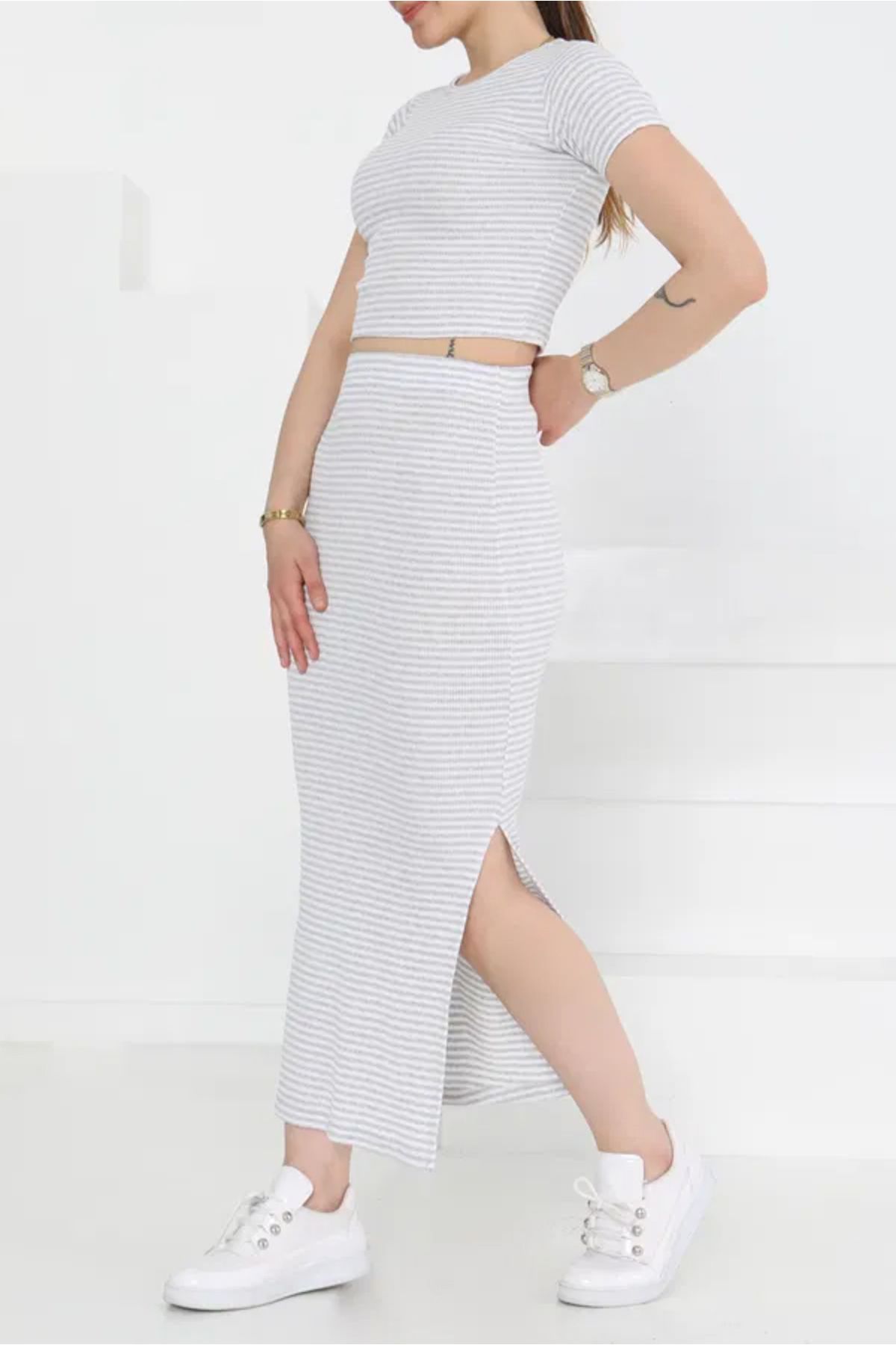 Butik Kısa Kollu Çizgili İkili Takım