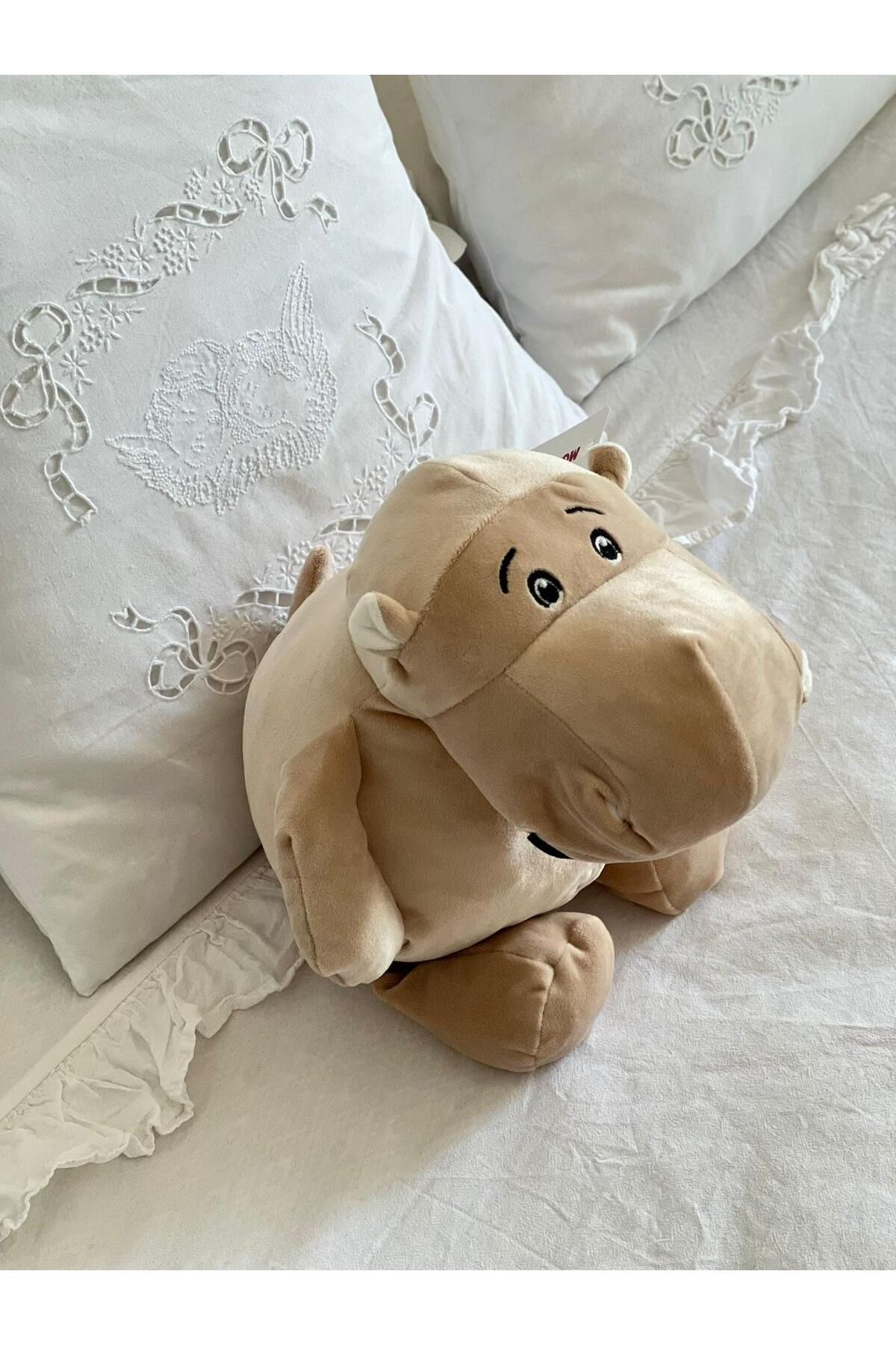 MR.Frenks Çocuk Sevimli Hipopotam Oyun&Uyku Arkadaşı Peluş Yastık Krem 35 cm