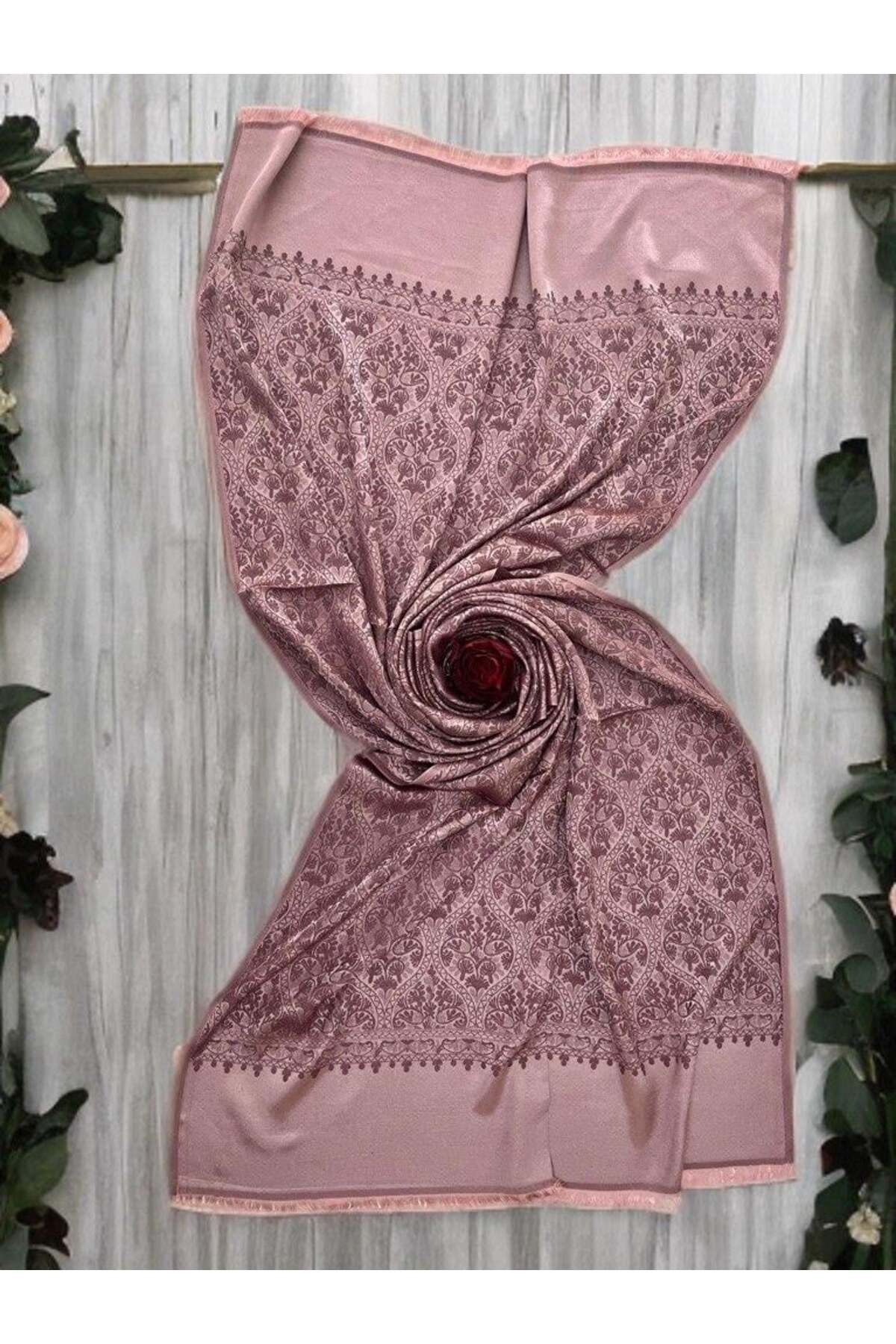 ECHARMBUTIK Fuşya Çiçeği Suyolu Desen Kadın Şal
