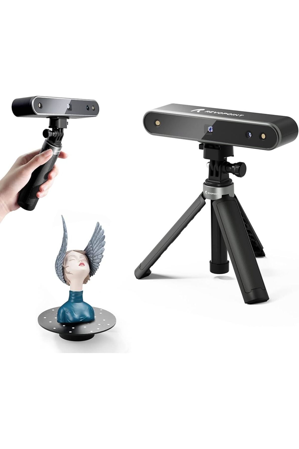 REVOPOİNT POP2 3D Tarayıcı Masaüstü & Taşınabilir 0,05 mm Hassasiyetli 3D Tarayıcı Yüz ve Vücut Taraması İçin