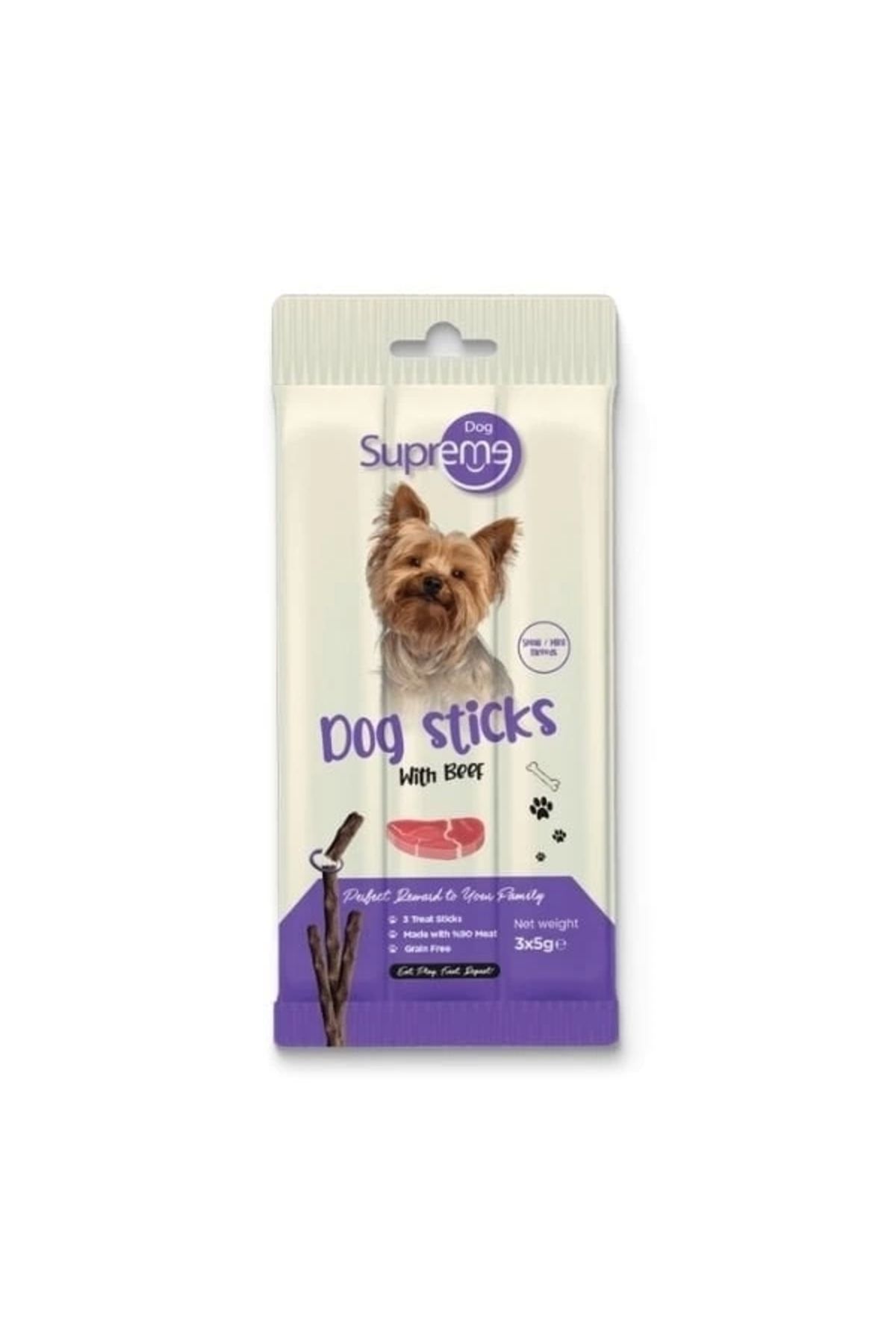 YNT İthalat Supreme Dog Sığır Etli Küçük Irk Stick Köpek Ödül Maması 3x5 Gr