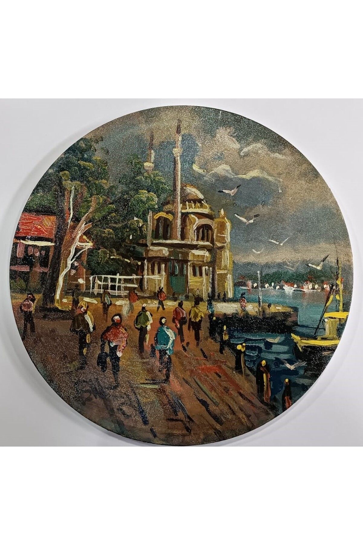 Yıldırım Kırtasiye 35cm resimli tablo yuvarlak ortaköy cami manzaralı