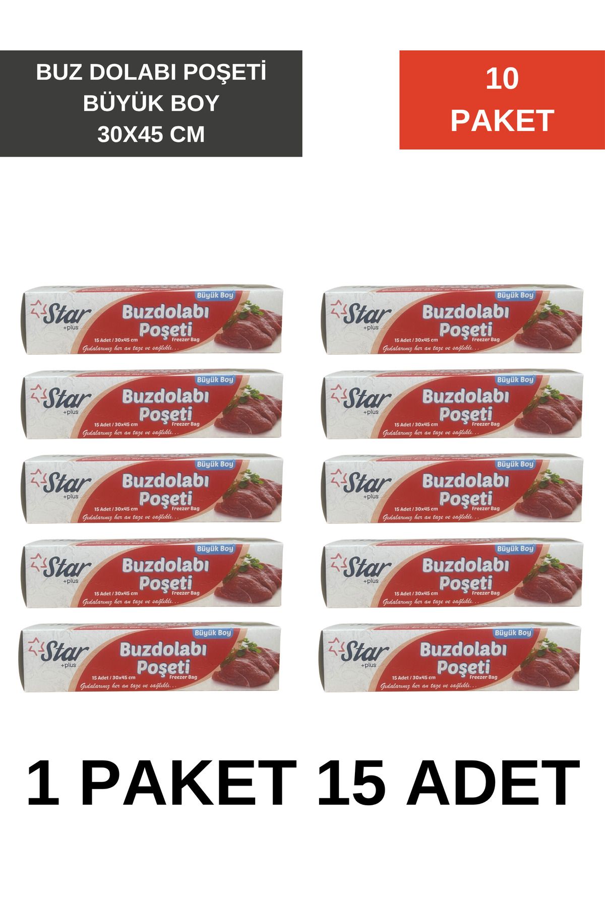 Lider Büyük Boy Buzdolabı Poşeti 15'li 10 Paket