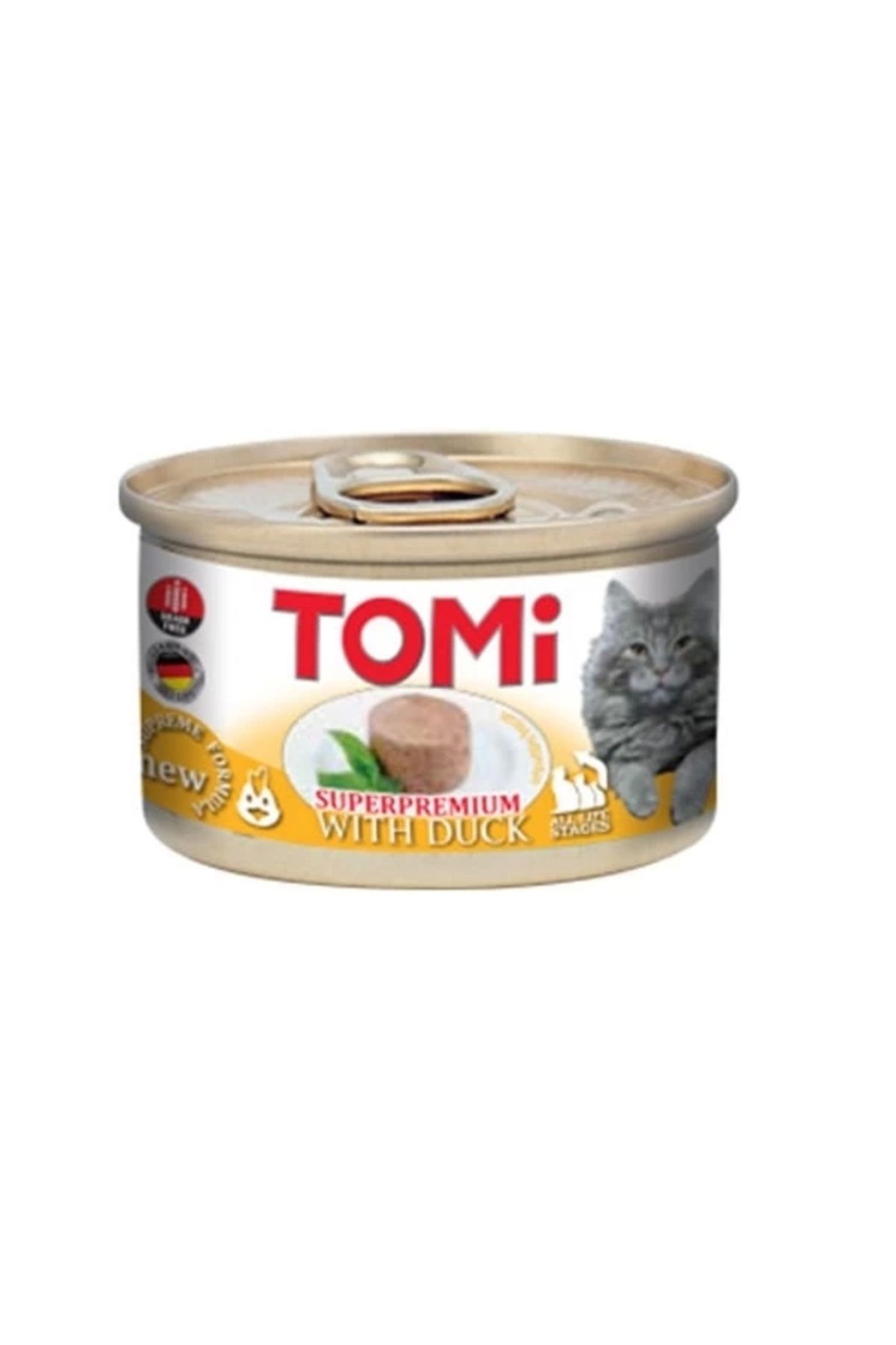YNT İthalat Tomi Kıyılmış Ördekli Tahılsız Yetişkin Konserve Kedi Maması 85 Gr