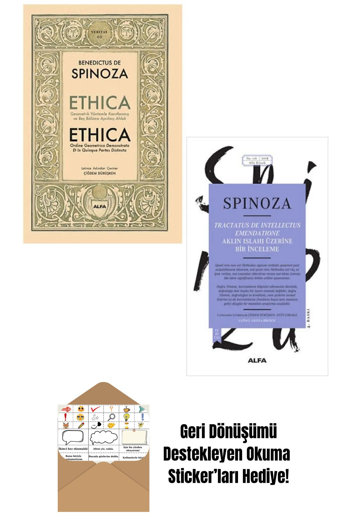 Alfa Yayınları Benedictus De Spinoza 2 Kitap Set / Ethica - Aklın Islahı + Okuma Sticker'ları