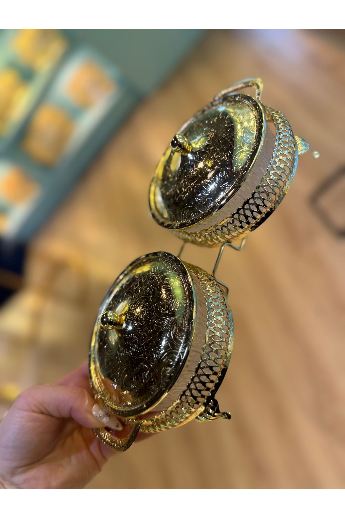 hediye ESTERHOMEDECOR 2’li cam kâseli gold şekerlik Queen Anne