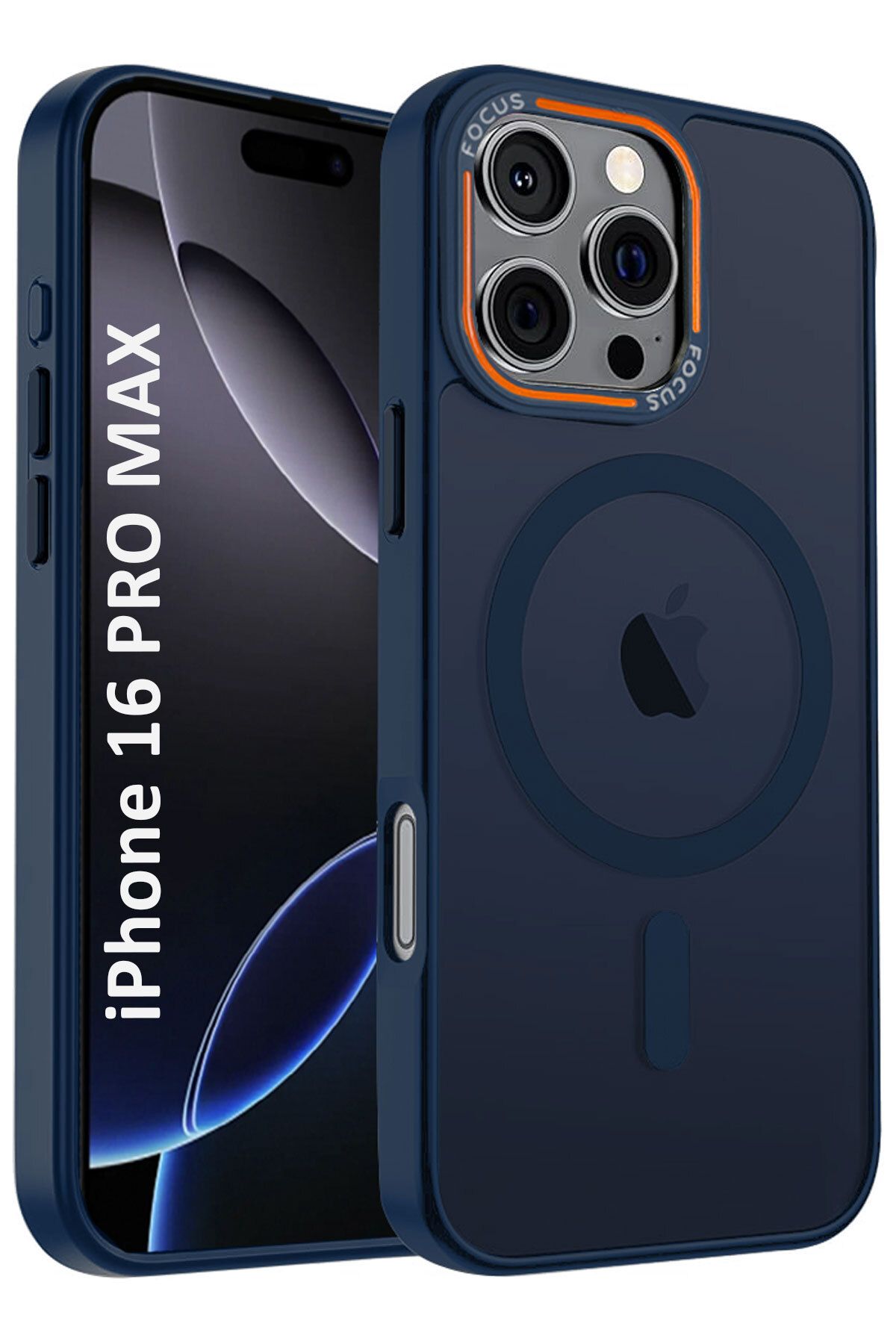 CEPSTOK Apple iPhone 16 Pro Max Lacivert Kılıf Magsafe Wireless Şarj Özellikli Mat Silikon Kapak